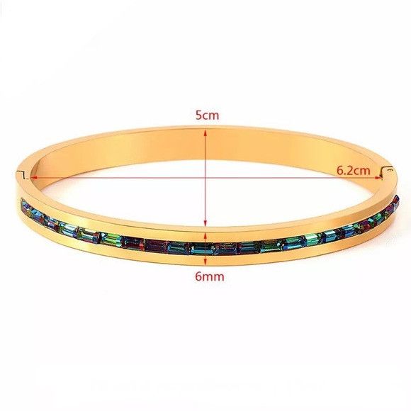 Other Women Colorful Crystal Row Bangle Stainless Bracelet (G) Size ONE SIZE - 3 Thumbnail