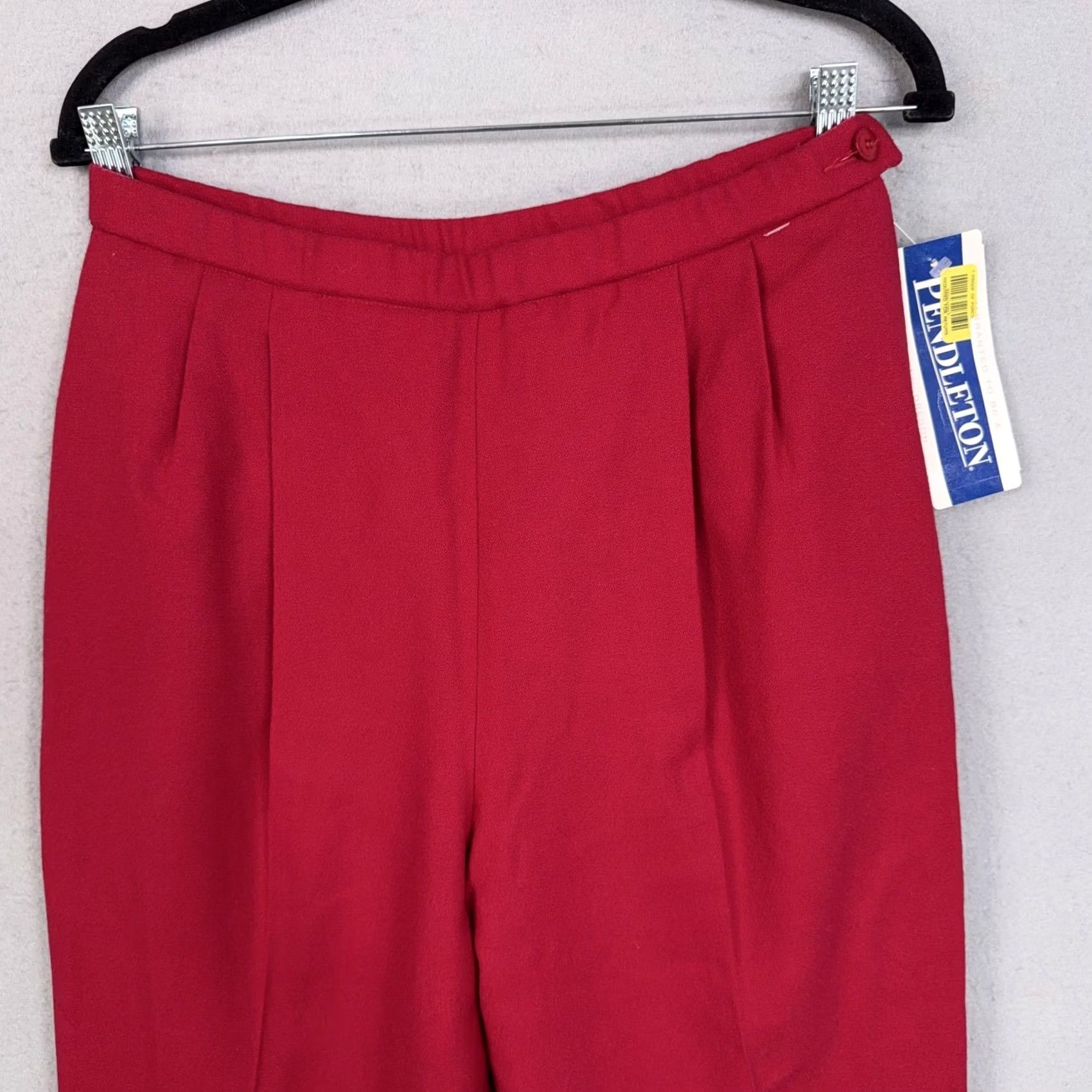 Pendleton VINTAGE Pendleton Pants Womens 12 Red Wool Pleated Tapered High Waist Dressy Size 34" / US 12 / IT 48 - 2 Thumbnail