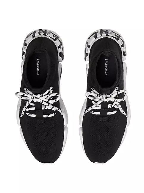 Balenciaga o1bcso1str1024 Speed 2.0 Lace-Up Graffiti Knit Sneaker Size US 10 / EU 43 - 5 Thumbnail