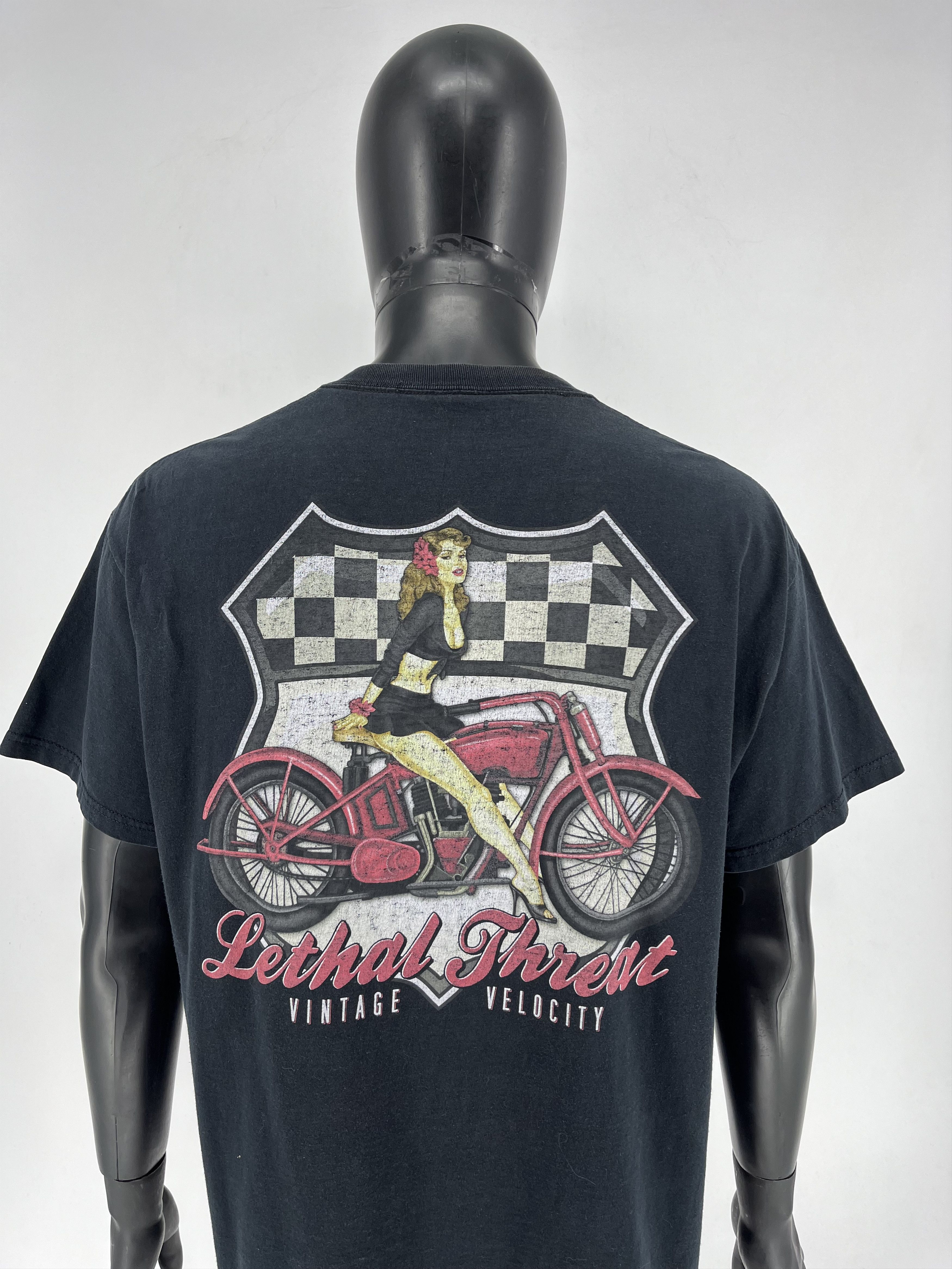 Vintage Vintage Lethal Threat Biker Shirt Black Y2K Faded Soft Tails Size US XL / EU 56 / 4 - 9 Thumbnail