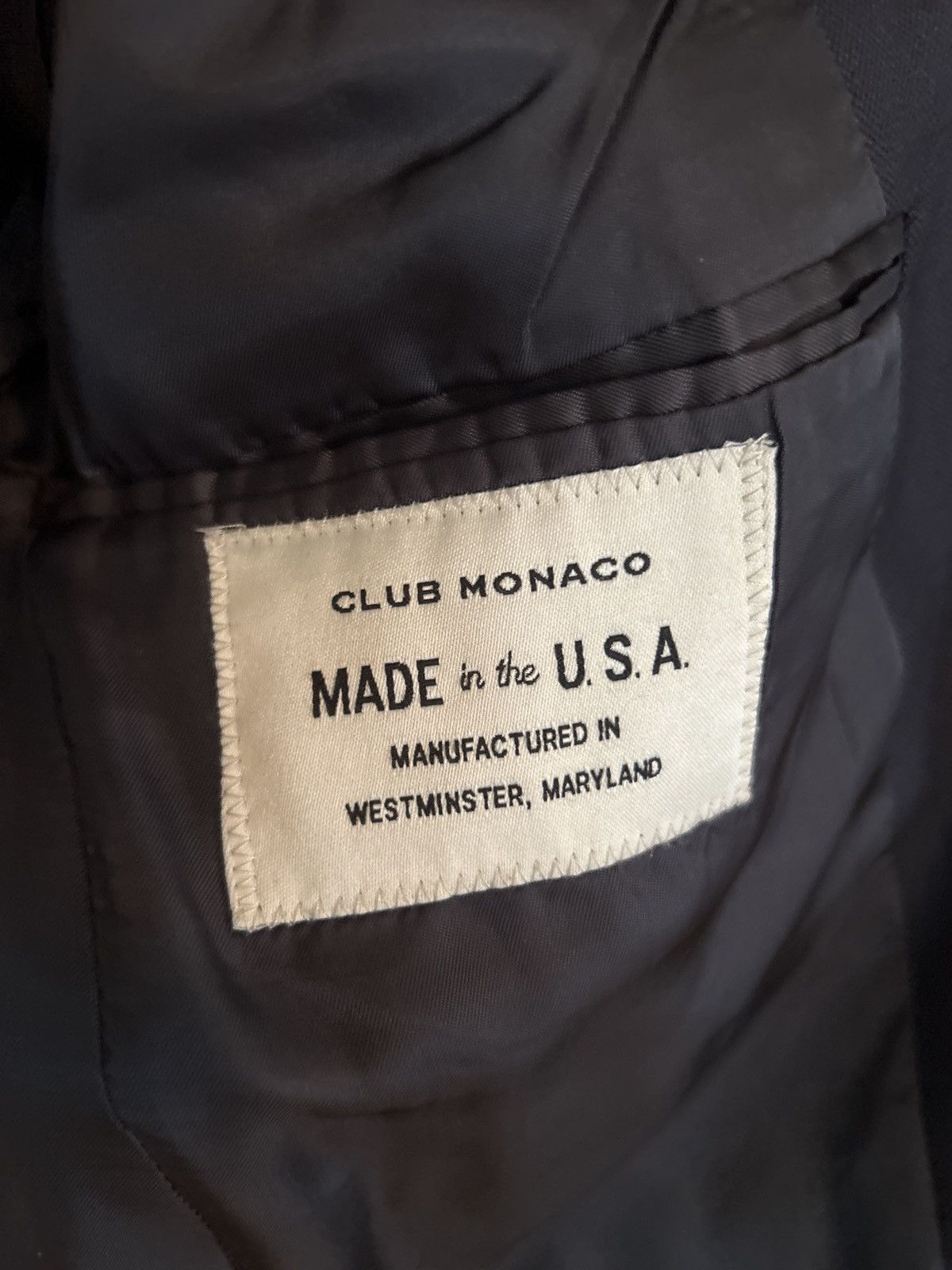 Club Monaco Made in USA 3 Roll 2 Navy Wool Suit Size 36R - 2 Thumbnail