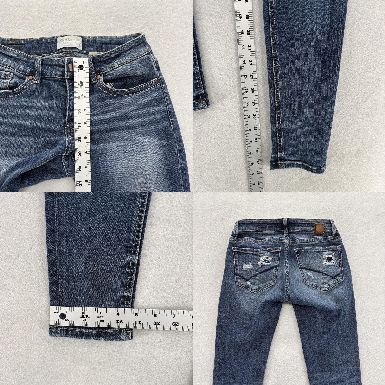 Vintage VINTAGE Buckle BKE Denim Stella Skinny Jeans Womens 25R Blue Distressed Stretch Grunge Size 42" / US 20 - 8 Thumbnail