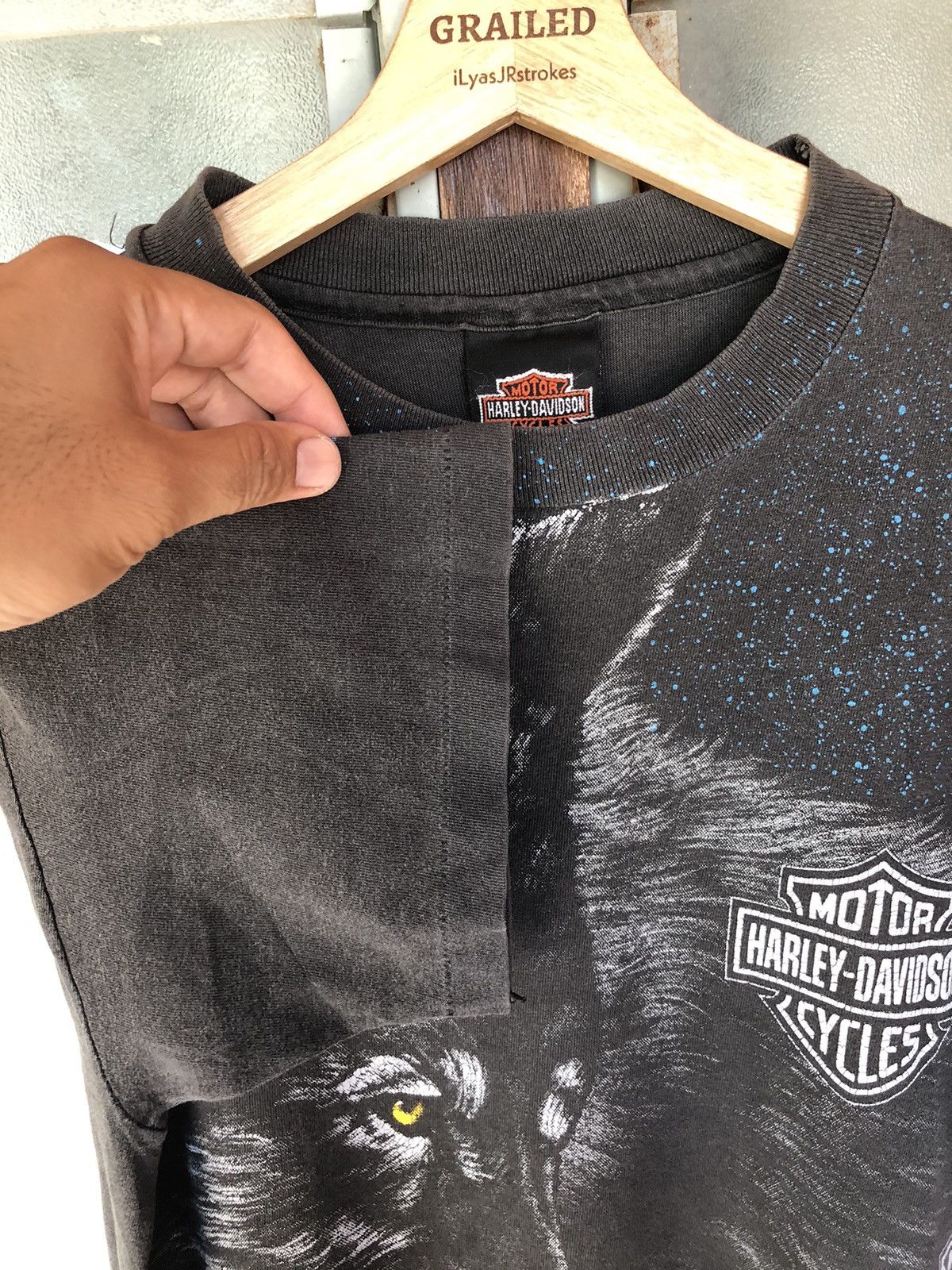 Harley Davidson 90’’s Vintage Harley Davidson Wolf AOP Veryrare Shirt Tee Size US M / EU 48-50 / 2 - 4 Thumbnail