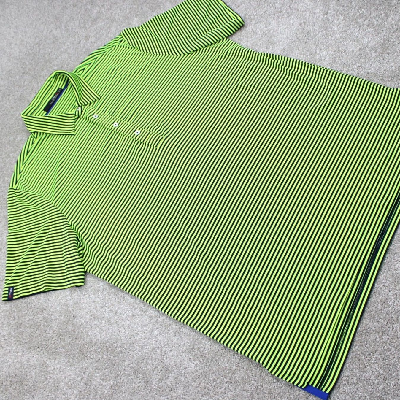RLX Ralph Lauren RLX Ralph Lauren Polo Shirt Mens XL Green/Black Short Sleeve Polyester Blend Stretch Polo Shirt Size US XL / EU 56 / 4 - 7 Thumbnail