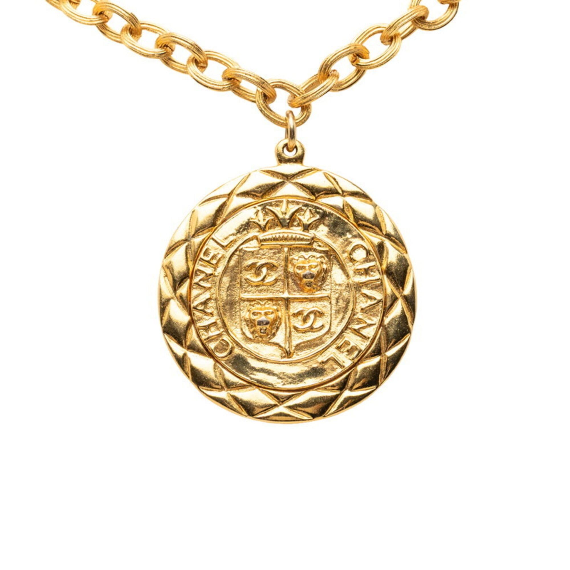 Chanel Chanel Coco Mark Lion Motif Long Necklace, Gold Plated, Women's CHANEL Size ONE SIZE - 1 Thumbnail