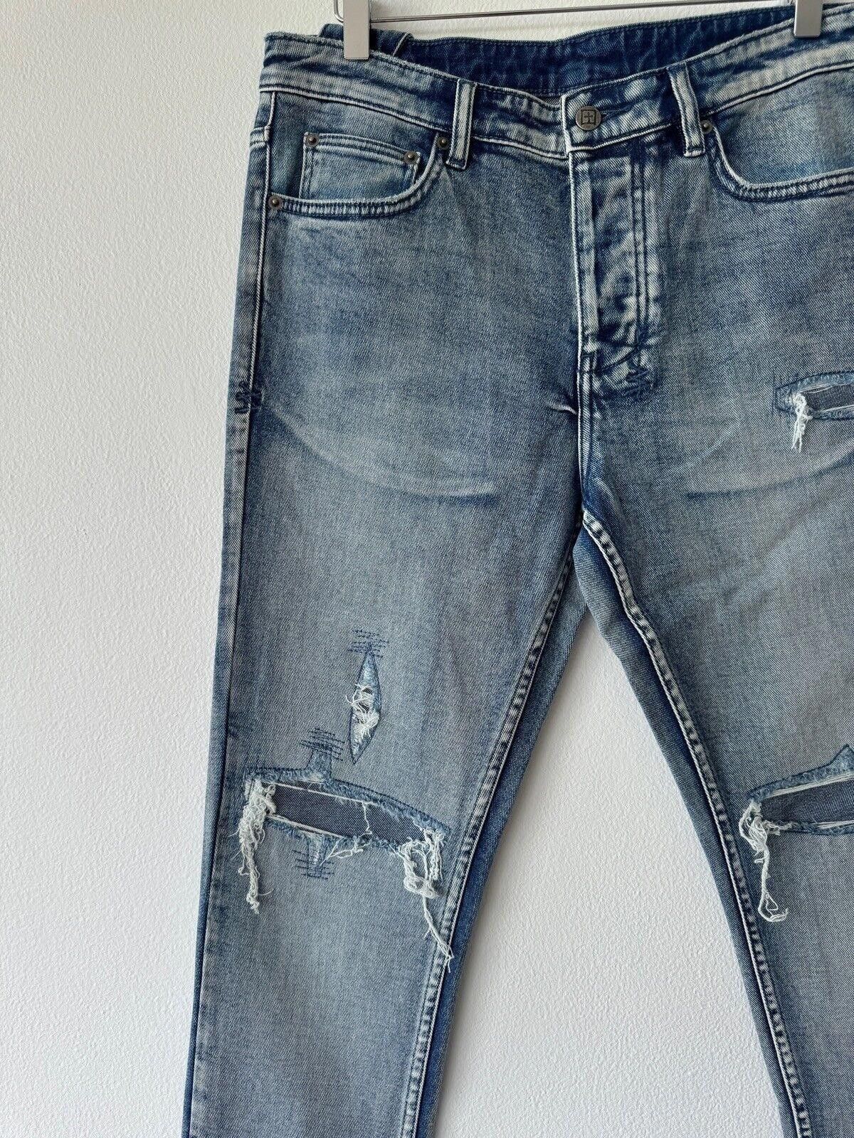 Ksubi new Ksubi mens denim jean chitch 32 blue trashed patched Size US 32 / EU 48 - 4 Thumbnail