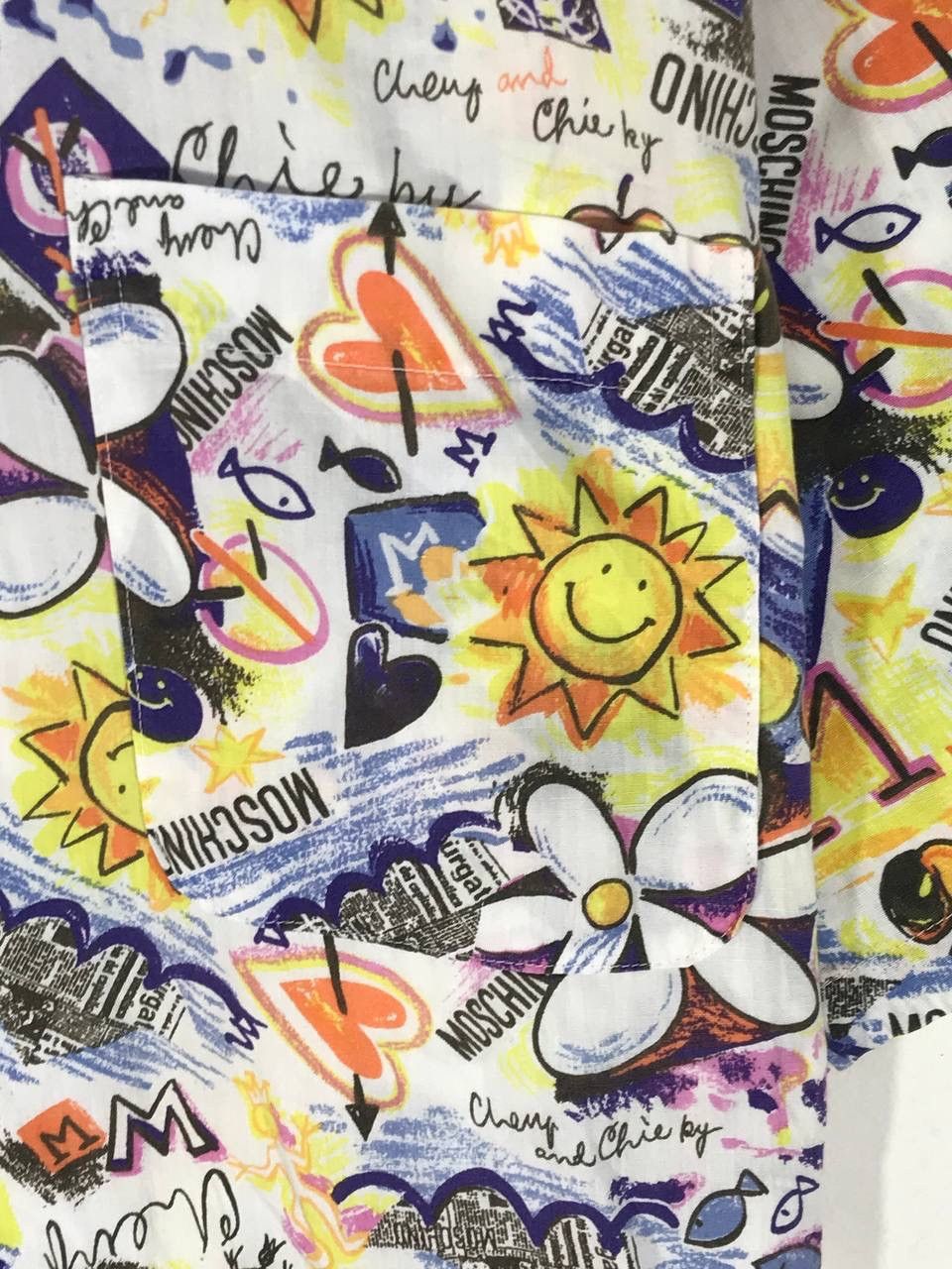 Moschino Open collar Fullprint sun flowers fish stars Size US L / EU 52-54 / 3 - 6 Thumbnail