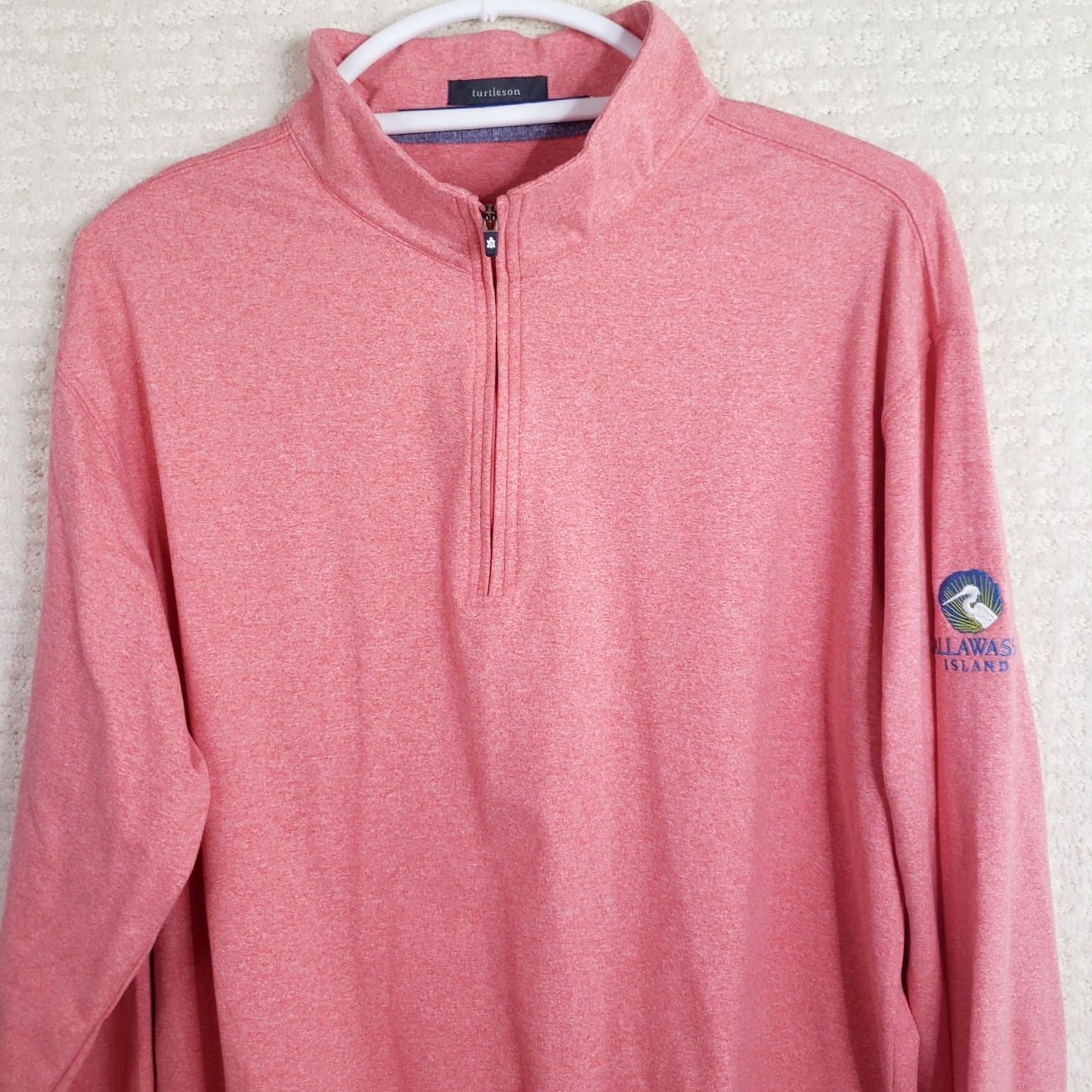 Pinko Turtleson Mens M 1/4 Zip Pullover Sweater Heathered Pink Coral Spring Island SC Size US M / EU 48-50 / 2 - 3 Thumbnail