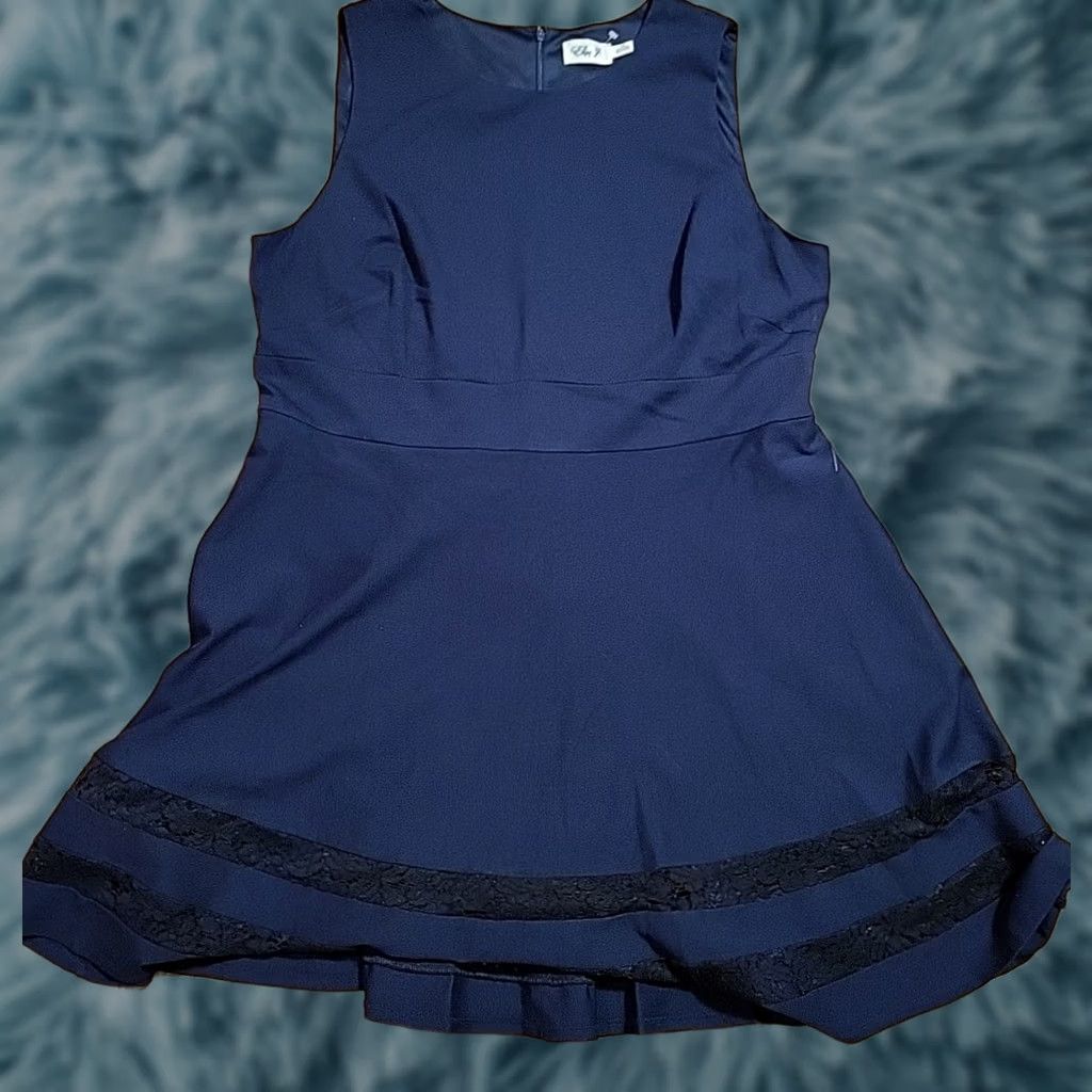 Vintage Eliza J Slip Dress Navy Blue 20W Knee Length Lined Plus Size Women Sleeveless Round Neck Party/Cocktail Casual Formal NWT MSRP 159 Size 3XL / US 20-22 - 1 Thumbnail