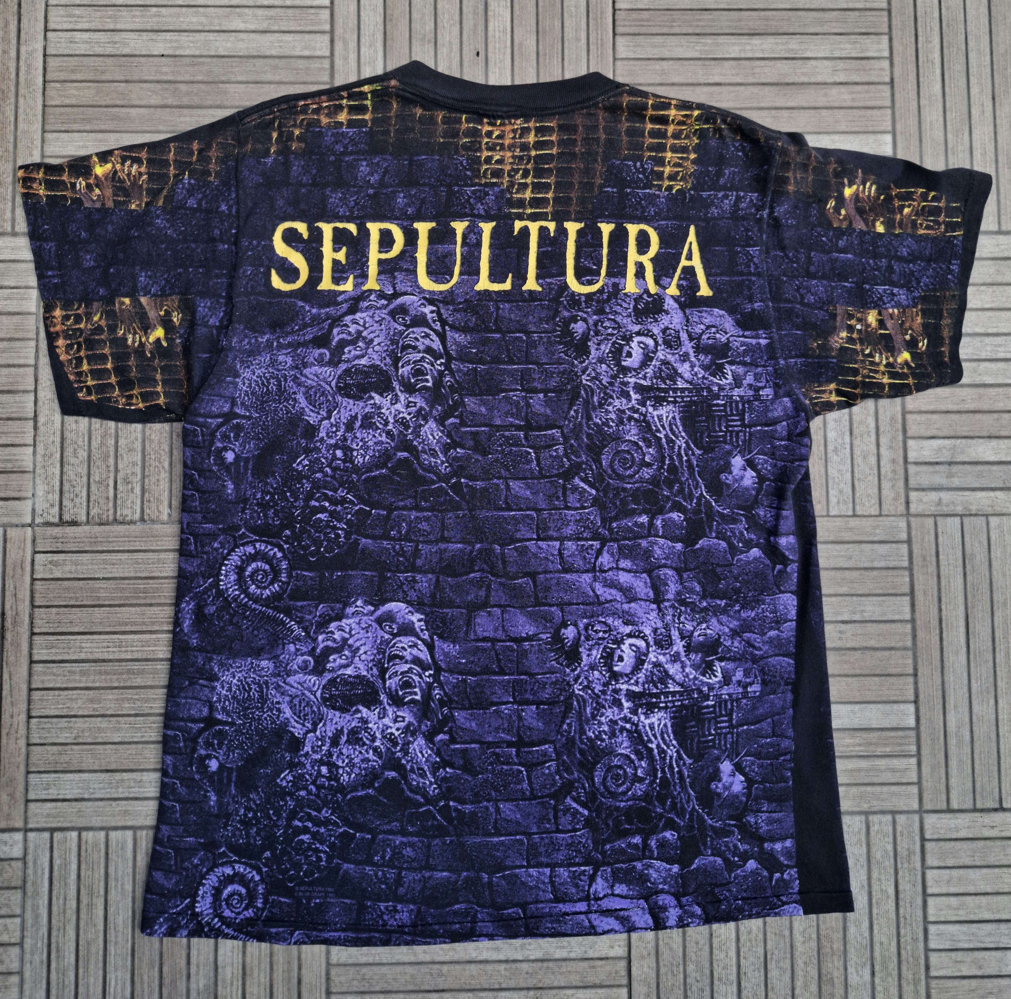 Vintage Vintage SEPULTURA AOP Blue Grape Chaos A.D. 1993 Size US L / EU 52-54 / 3 - 2 Thumbnail