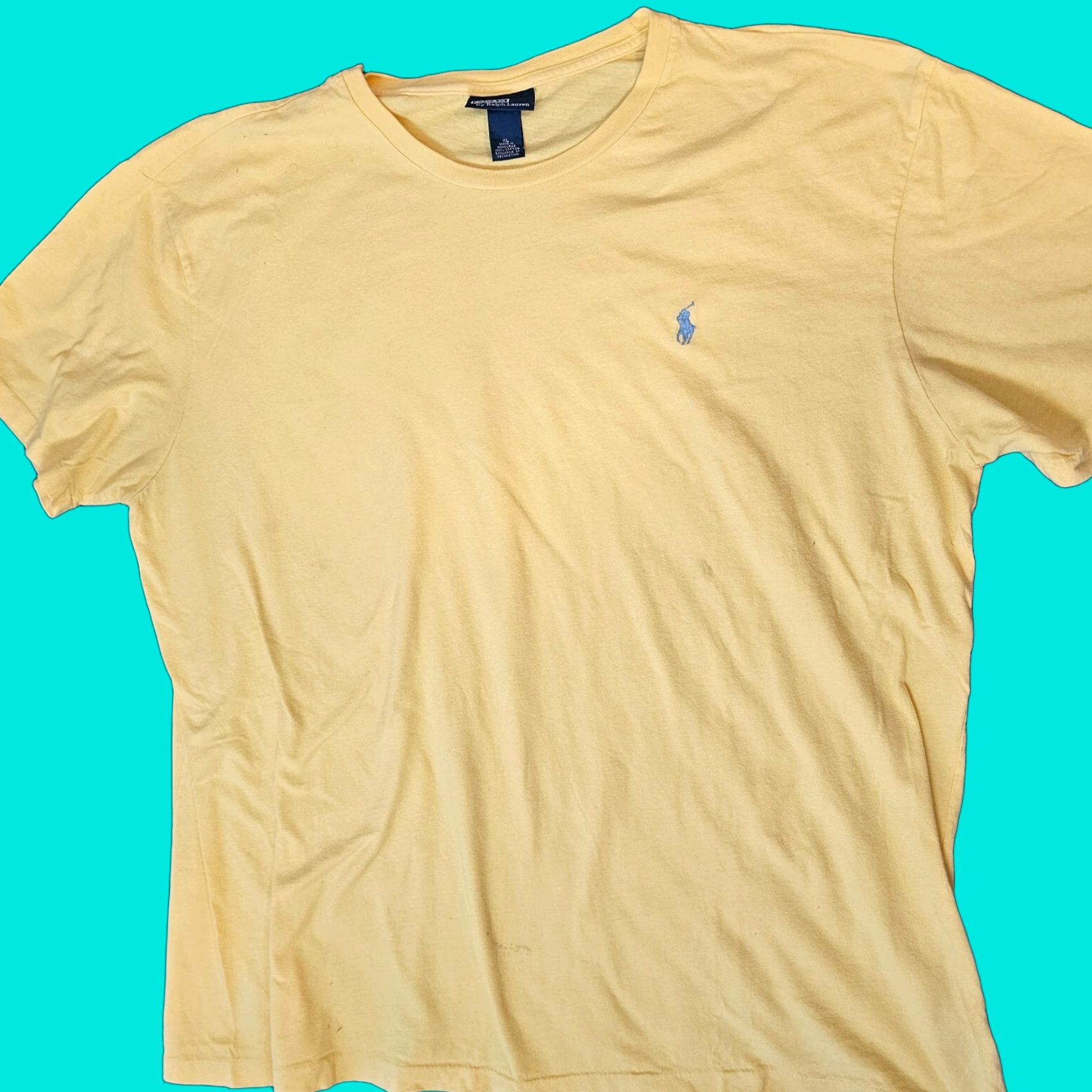 Ralph Lauren VINTAGE Polo Ralph Lauren T Shirt Yellow XL Blue Pony Logo Casual Men Regular Crew Neck Short Sleeve Size US XL / EU 56 / 4 - 1 Thumbnail
