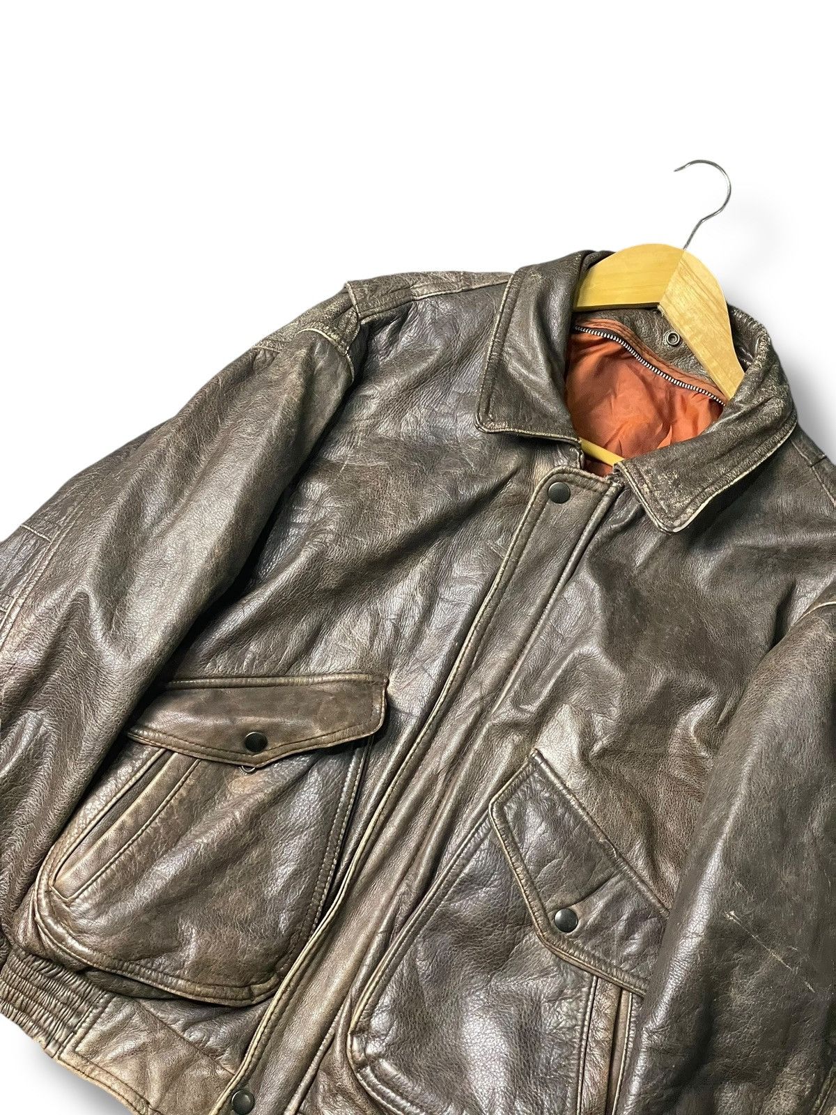 Vintage Japanese Brand Utility Pocket Leather Jacket (101) Size US XXS / EU 40 - 2 Thumbnail