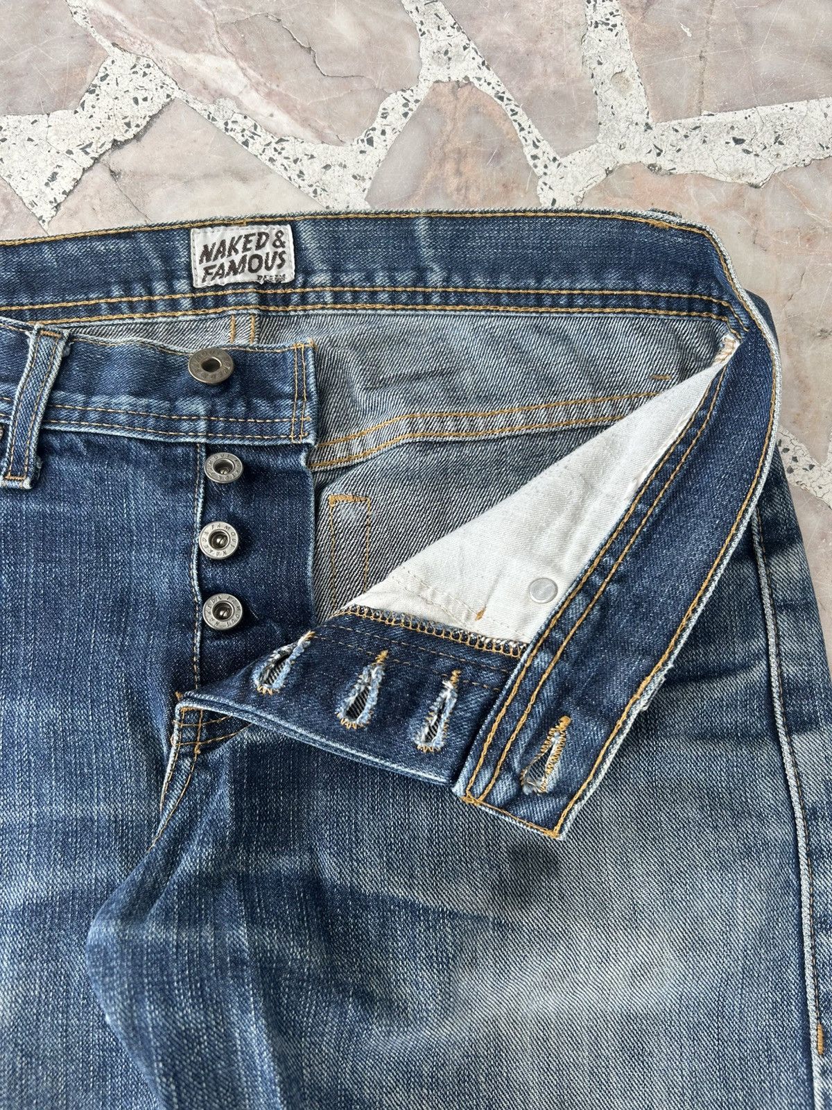 Naked & Famous Vintage Selvedge Ripped Denim Japan Size US 29 - 6 Thumbnail