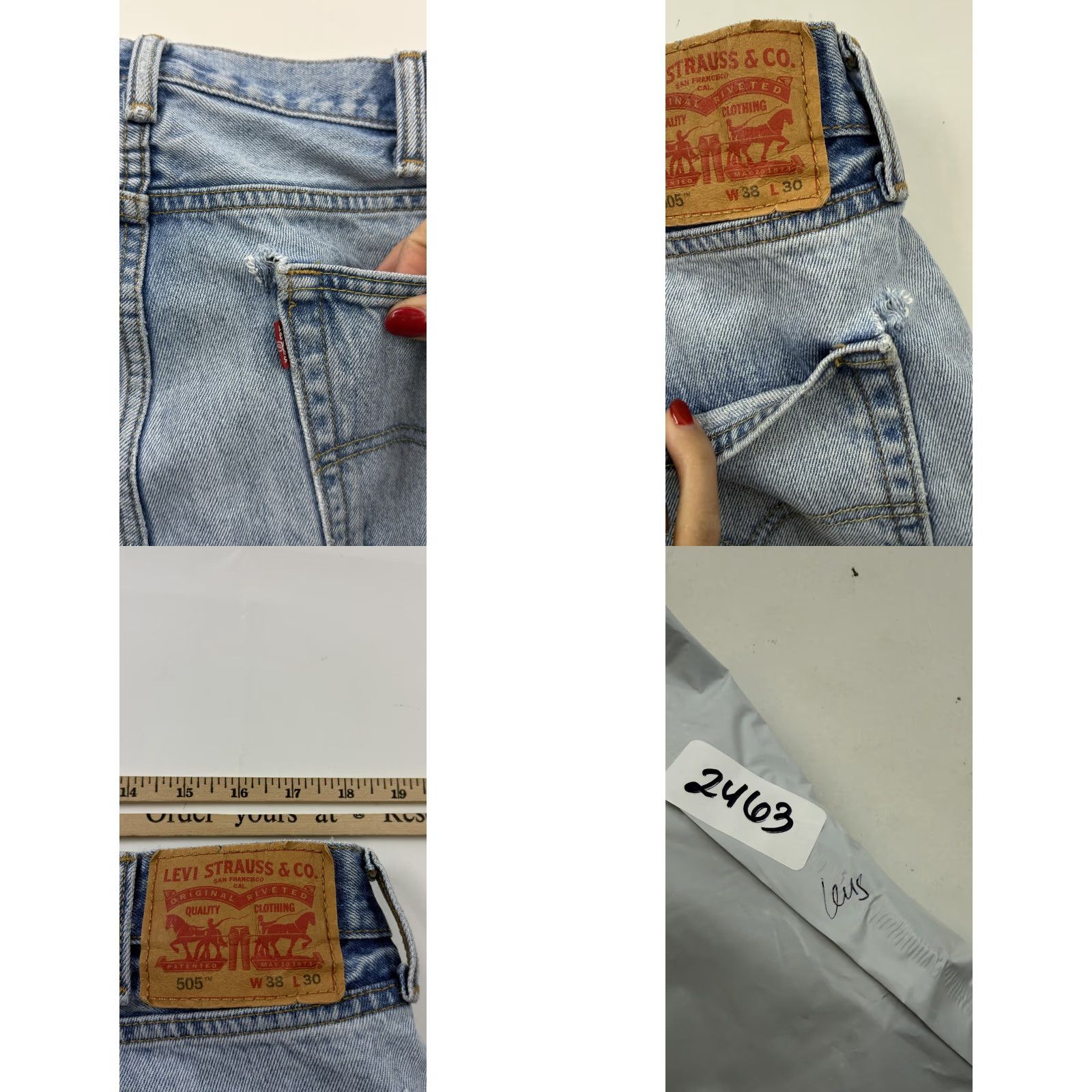 Levi's Levi's 505 Jeans Mens 38x29 Light Wash Blue Denim Straight Leg Regular Fit Jeans Size US 38 / EU 54 - 10 Thumbnail