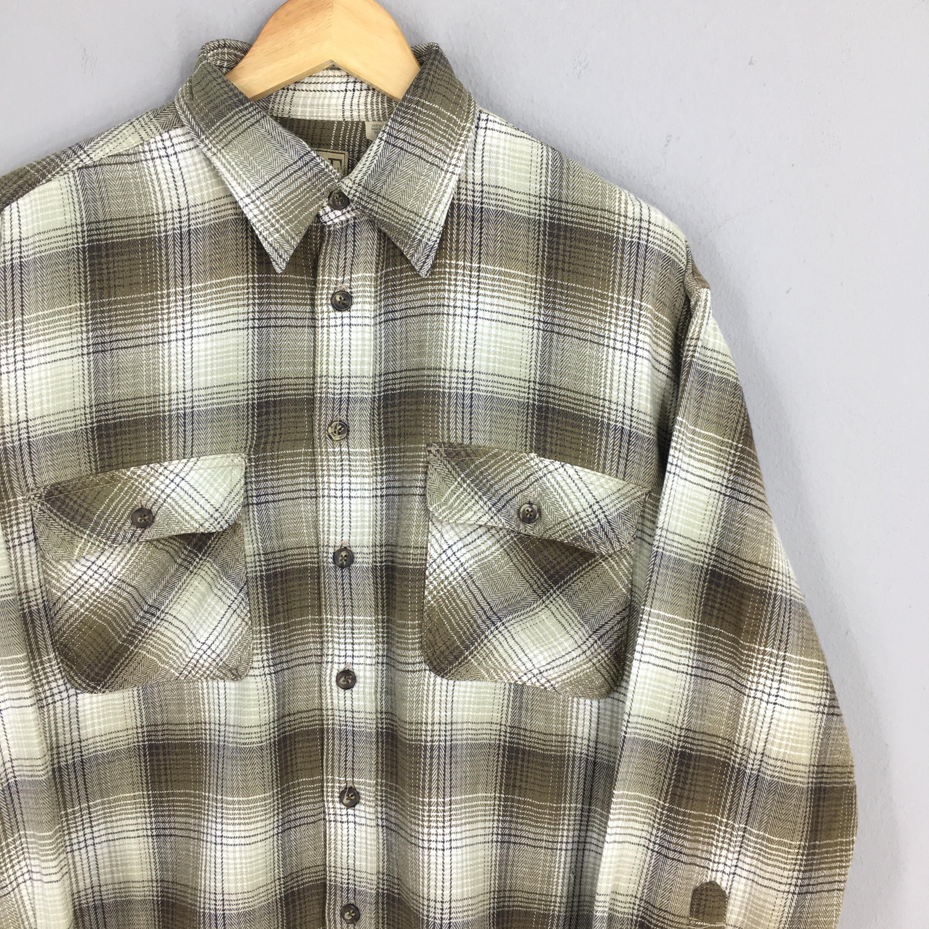 Flannel × Vintage Vintage 90s Plaid Shadow Checkered Green Flannel Shirt Large Size US L / EU 52-54 / 3 - 2 Thumbnail