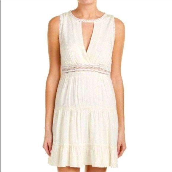 Sandro Sandro Paris White Embroidered Sleeveless Mini Dress Size L / US 10 / IT 46 - 1 Thumbnail