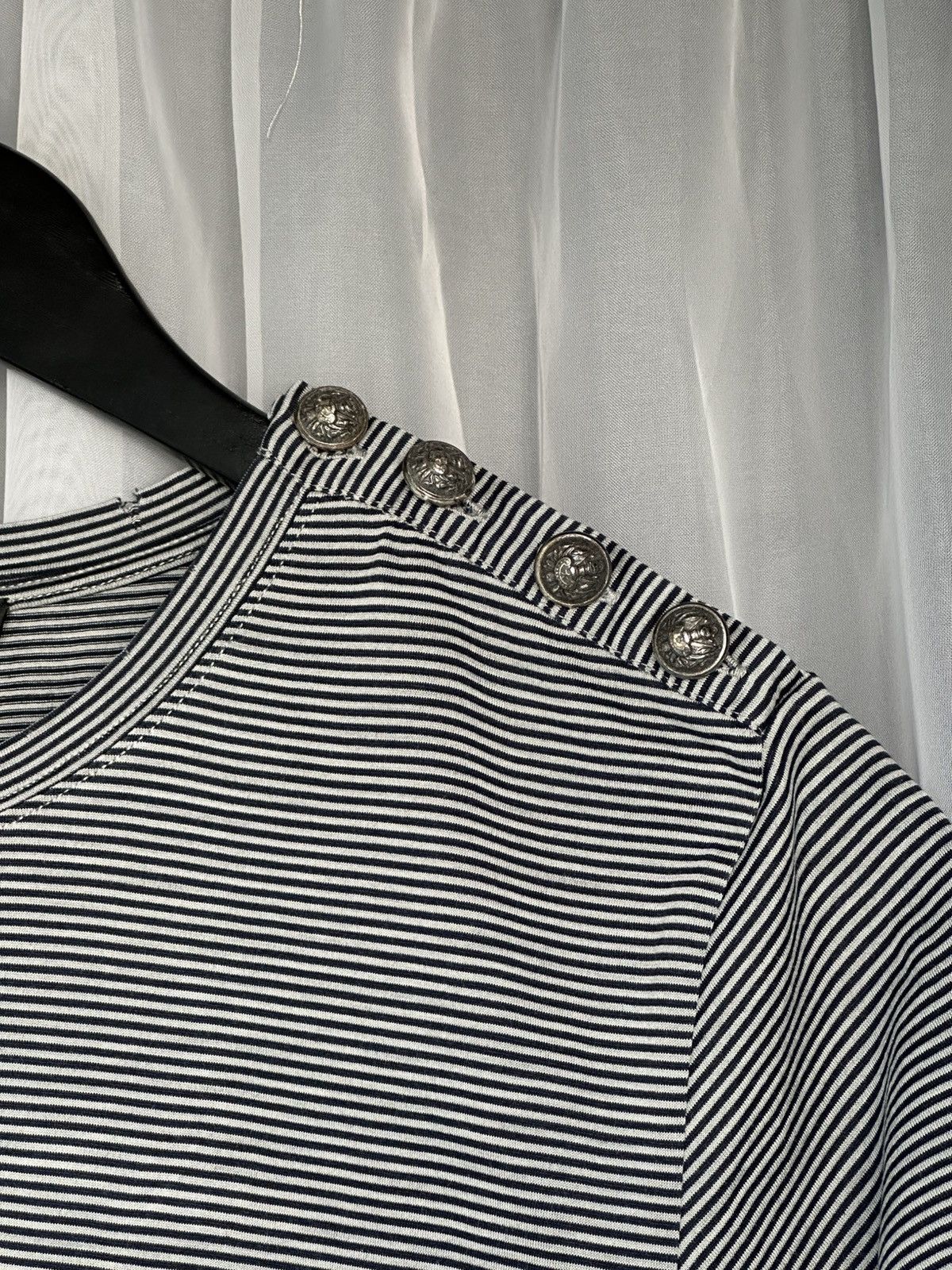 Balmain BALMAIN SS 2015 Striped Distressed Button TShirt decarnin Size US M / EU 48-50 / 2 - 6 Thumbnail