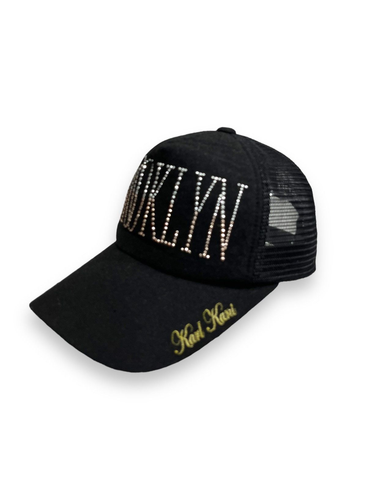 Karl Kani 90’s KARL KANI BROOKLYN Bling SpellOut Poly-Wool Trucker Hat Size ONE SIZE - 3 Thumbnail