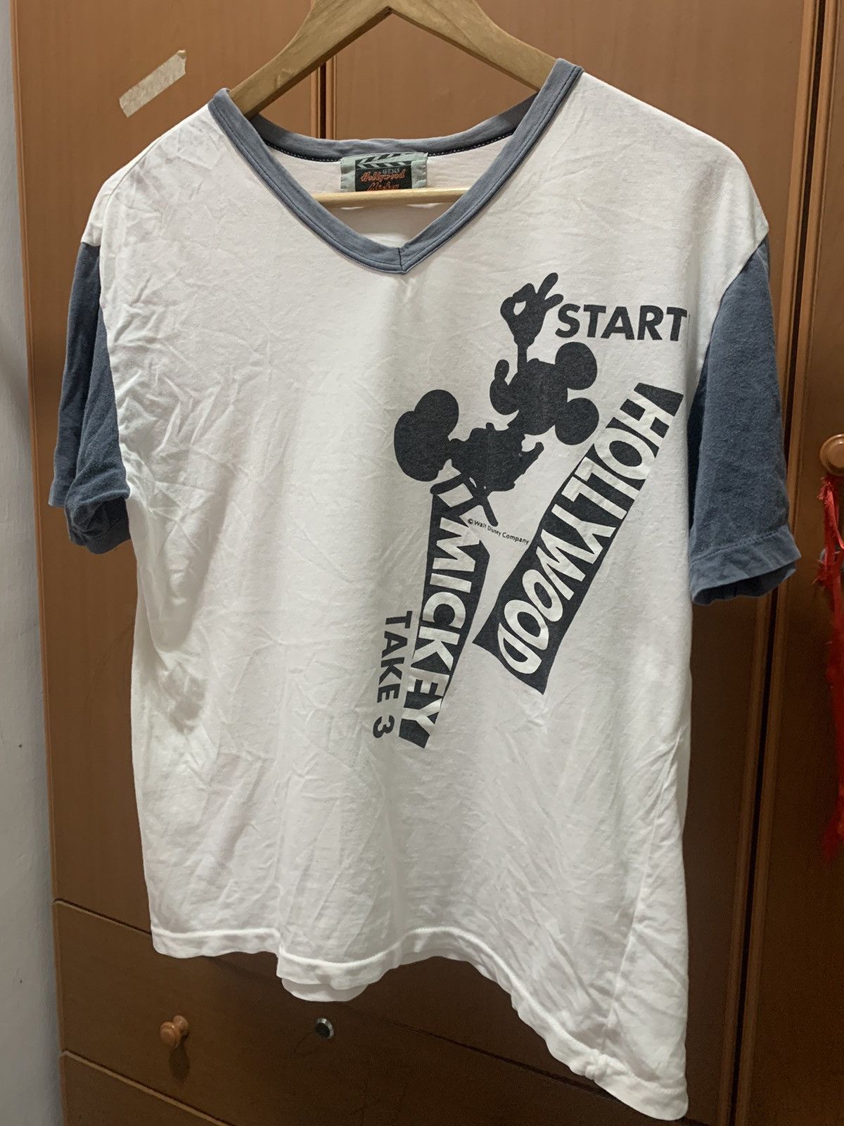 Mickey Mouse Vintage Print Hollywood Mickey V Neck T-Shirt Size US M / EU 48-50 / 2 - 4 Thumbnail
