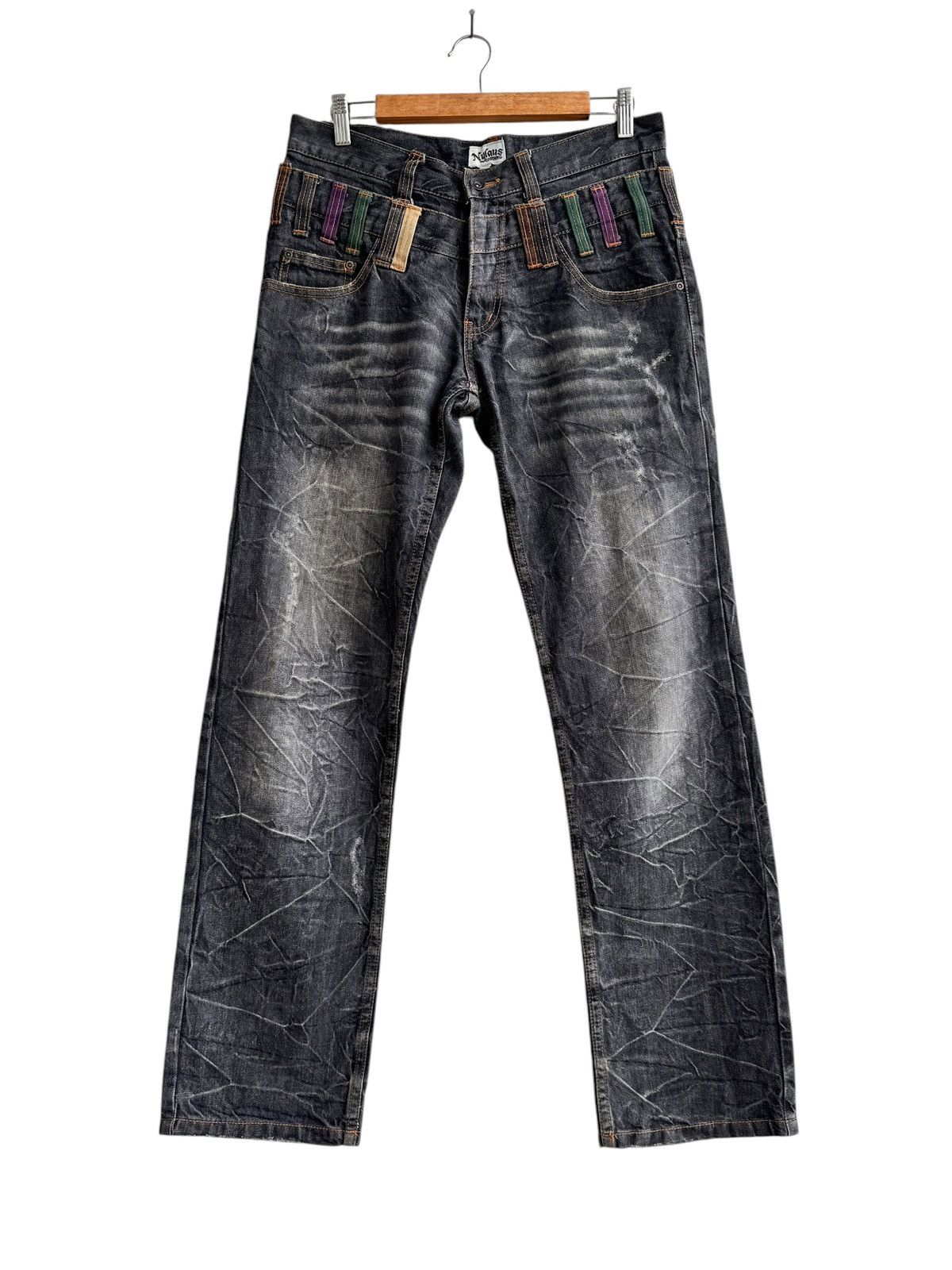 Japanese Brand × Le Grande Bleu (L.G.B.) 🔥Japanese Brand Nylaus Double Waist Distressed Jeans Size US 32 / EU 48 - 2 Thumbnail