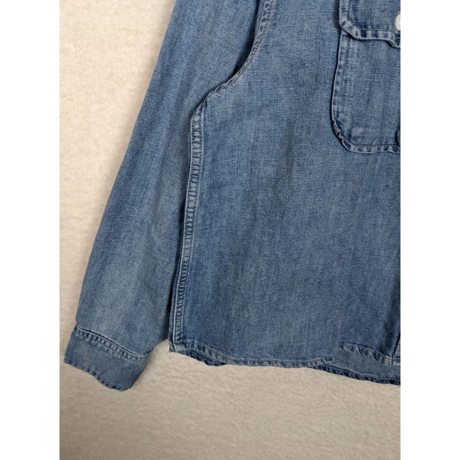 Levi's Levi's Women's Blue V-Neck Blouse Size S Long Sleeve Solid Casual All Seasons Size S / US 4 / IT 40 - 4 Thumbnail