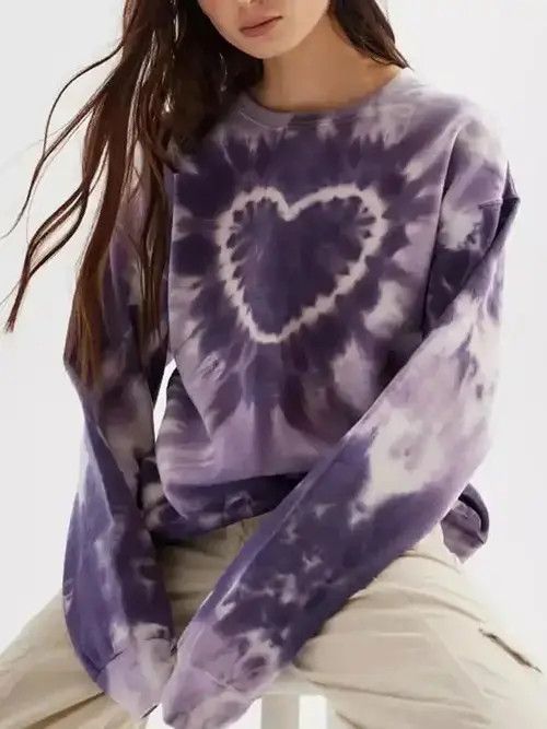 Japanese Brand × Vintage Women s Heart Tie Dye Print Sweatshirt Long Sleeve Crew Size M / US 6-8 / IT 42-44 - 4 Thumbnail