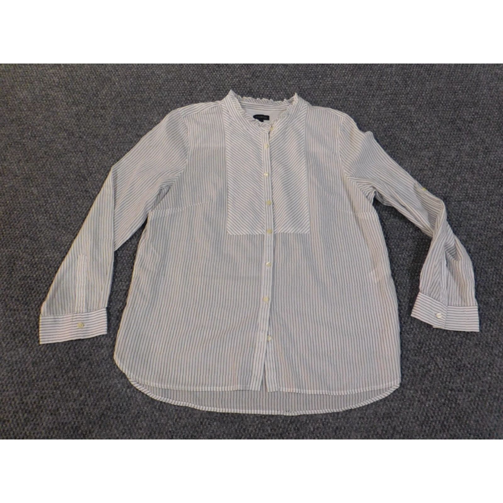 Talbots Talbots Shirt Womens Large White Striped Sheer Button-Up Cotton Casual Regular L Colorful Size L / US 10 / IT 46 - 4 Thumbnail