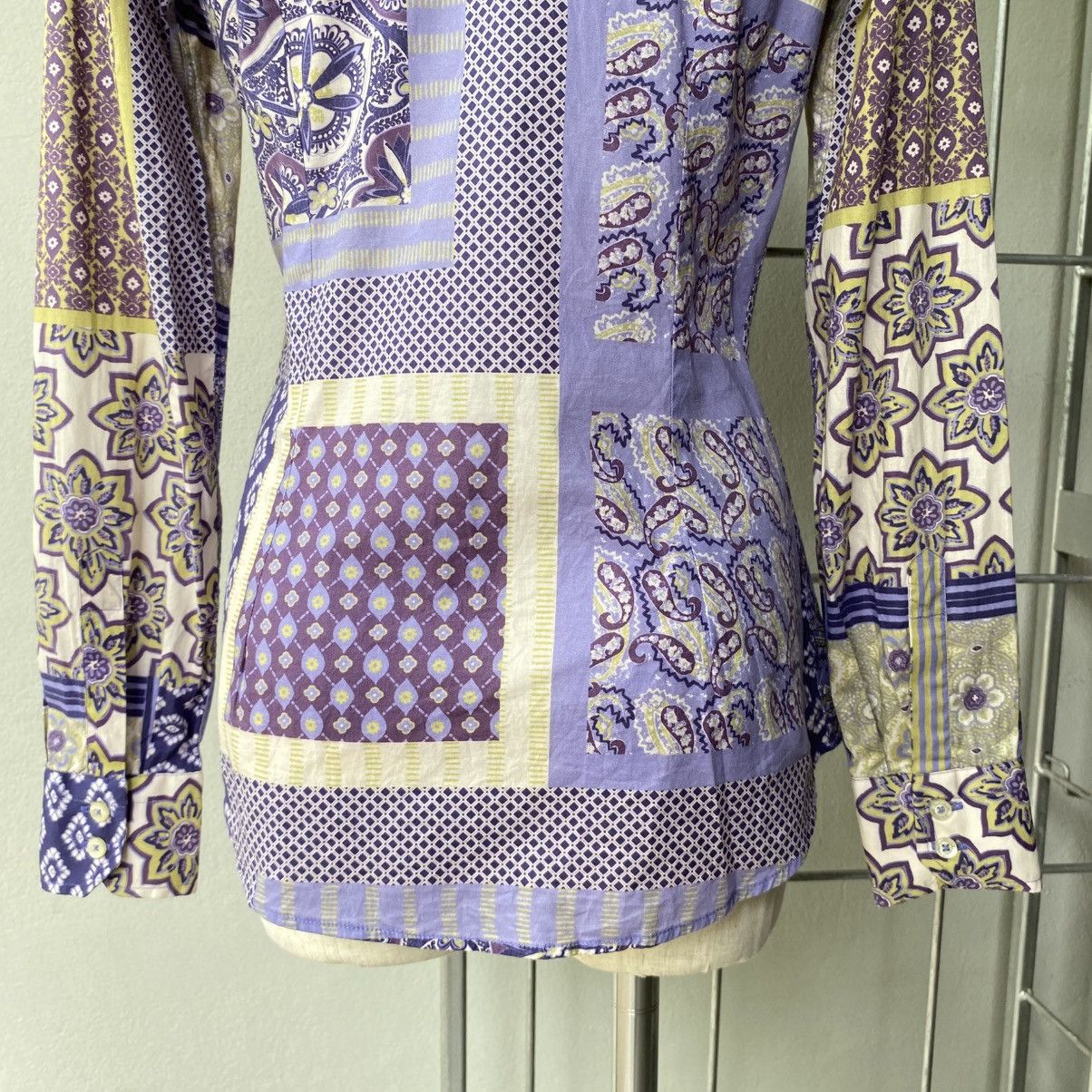 Etro Etro Purple Patchwork Print Long Sleeve Shirt Size XS / US 0-2 / IT 36-38 - 4 Thumbnail