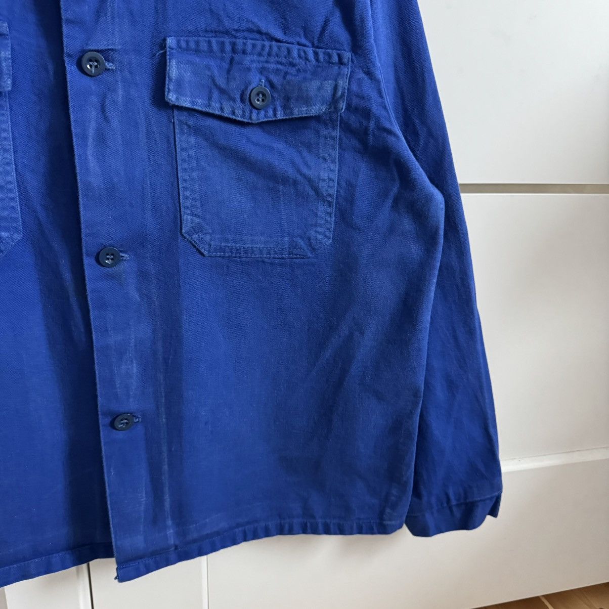 Le Laboureur 80s Work French Faded Two Pockets Sanfor Chore Jacket Size US L / EU 52-54 / 3 - 5 Thumbnail