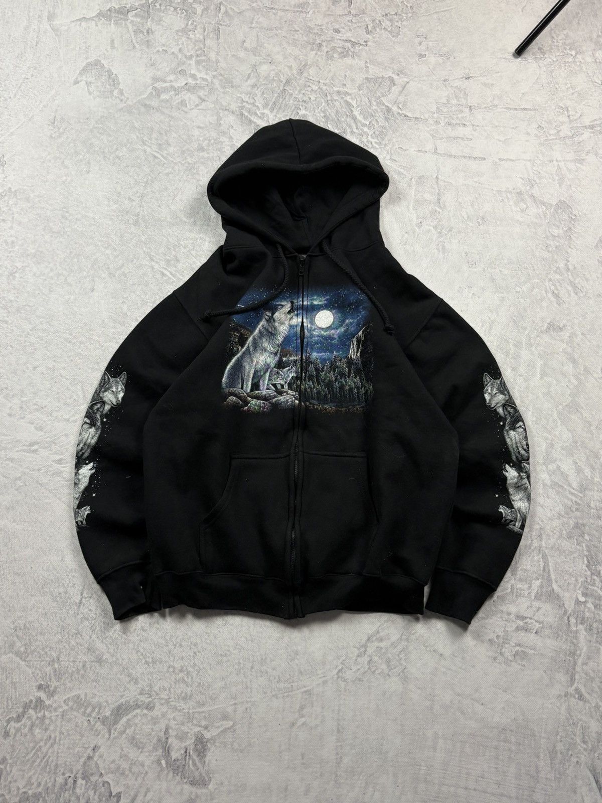 Japanese Brand Vintage Wolf ZIP hoodie rap hip-hop retro wide loose baggy Size US L / EU 52-54 / 3 - 2 Thumbnail