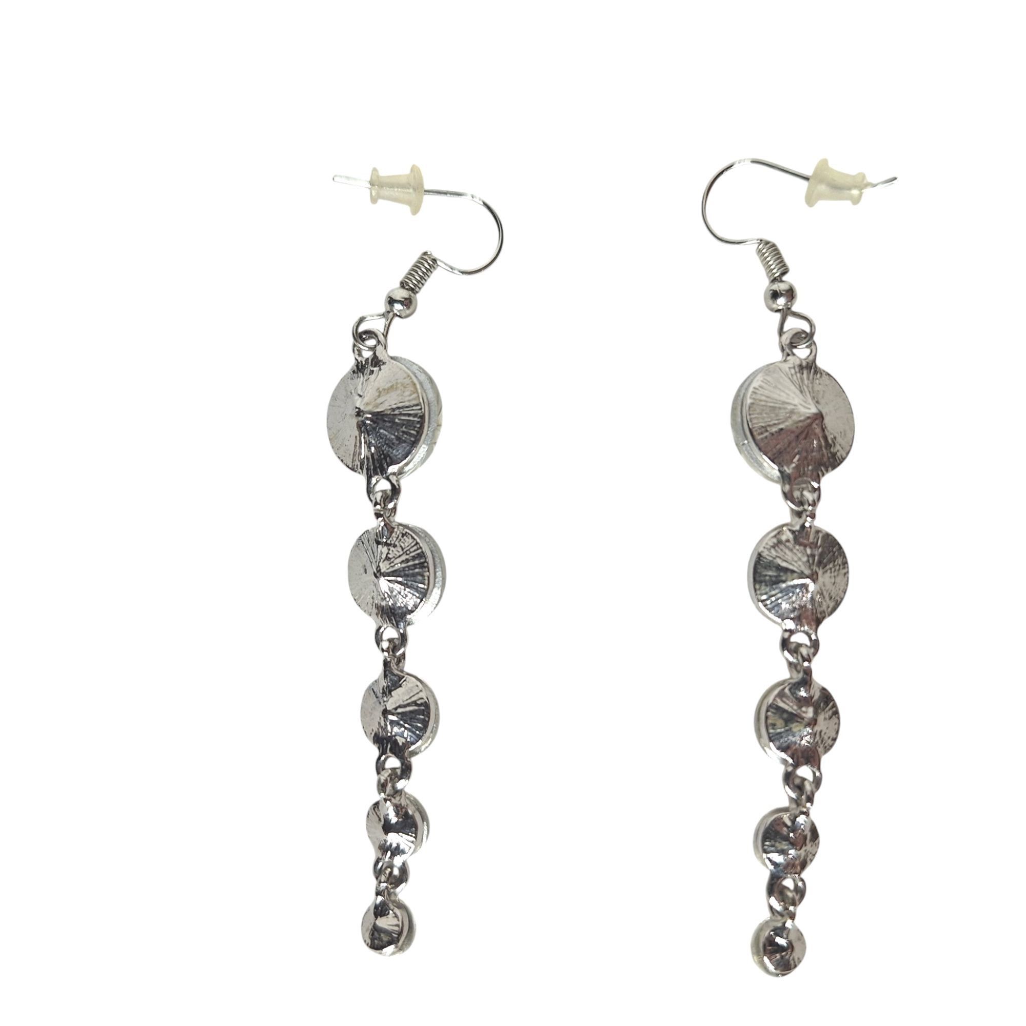 Other Silver Tone Rhinestone Dangle Earrings Clear Graduated Drop Size ONE SIZE - 2 Thumbnail
