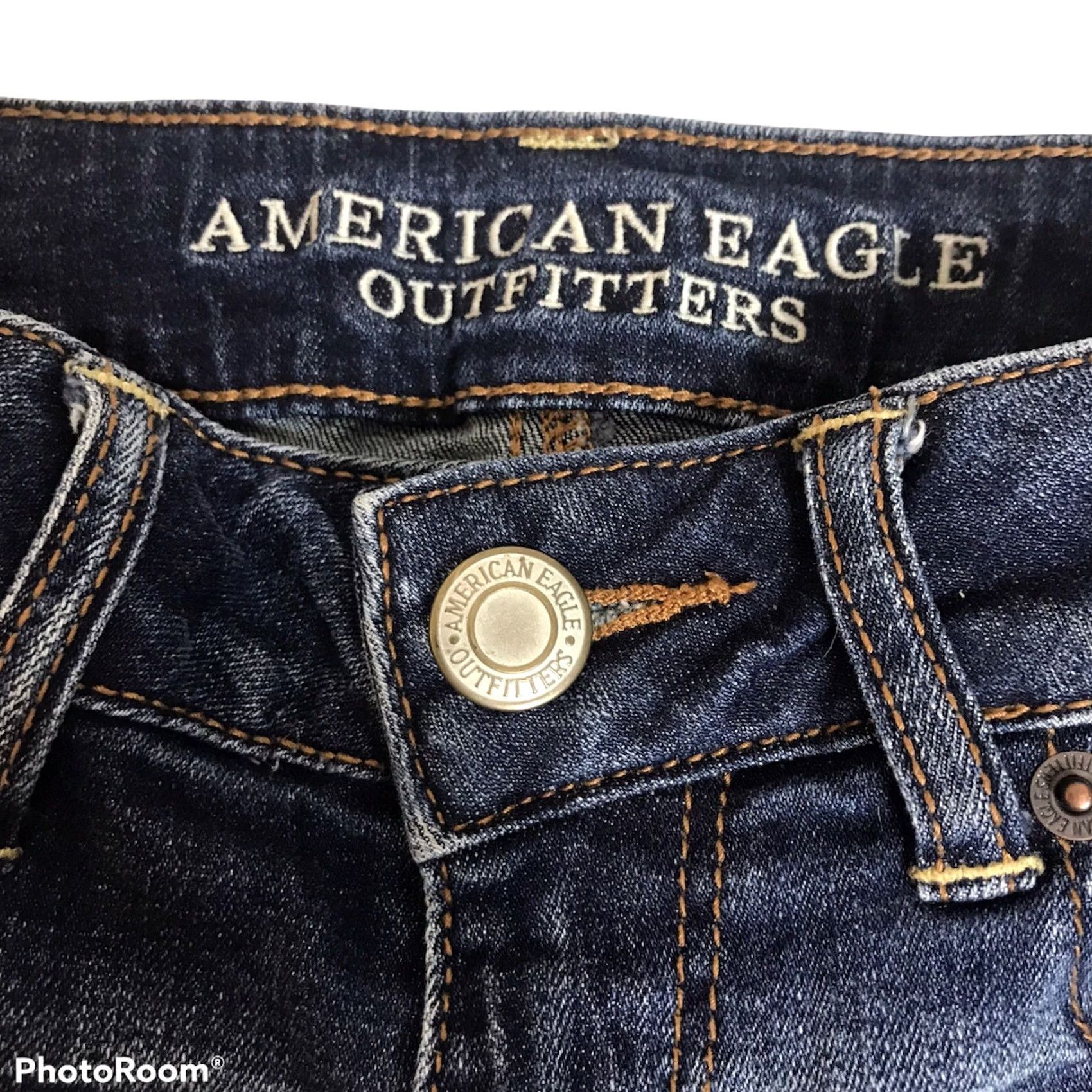 American Eagle Outfitters American Eagle Jean Shorts Womens Medium Blue Wash Size 4 Super Stretch Raw Hem Size 27" / US 4 / IT 40 - 4 Thumbnail