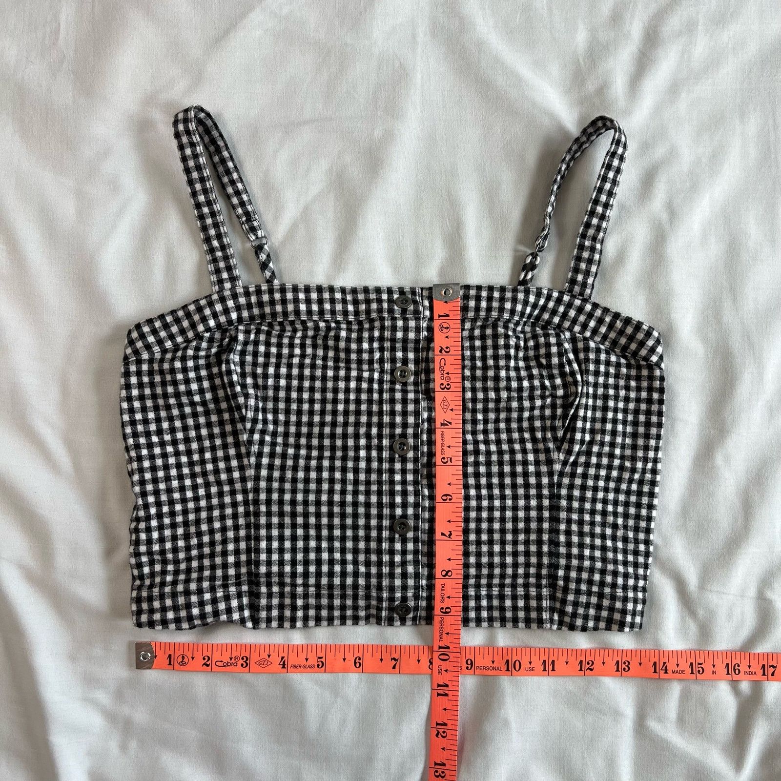 Hollister Hollister Women's Medium Plaid Crop Top Black White Size M / US 6-8 / IT 42-44 - 3 Thumbnail