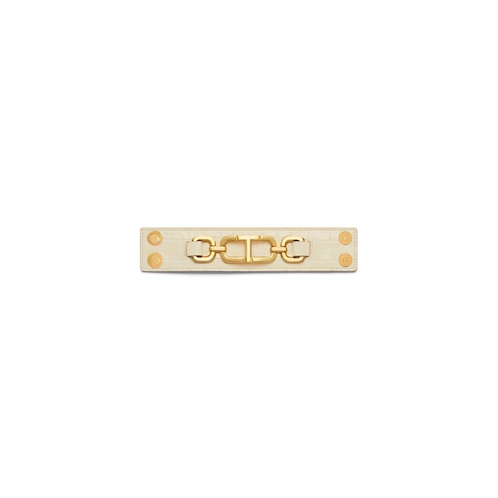 Tom Ford o1loc1c0625 JW078 Size: OS /Leather Cuff Bracelet Ivory/Gold Size ONE SIZE - 2 Thumbnail