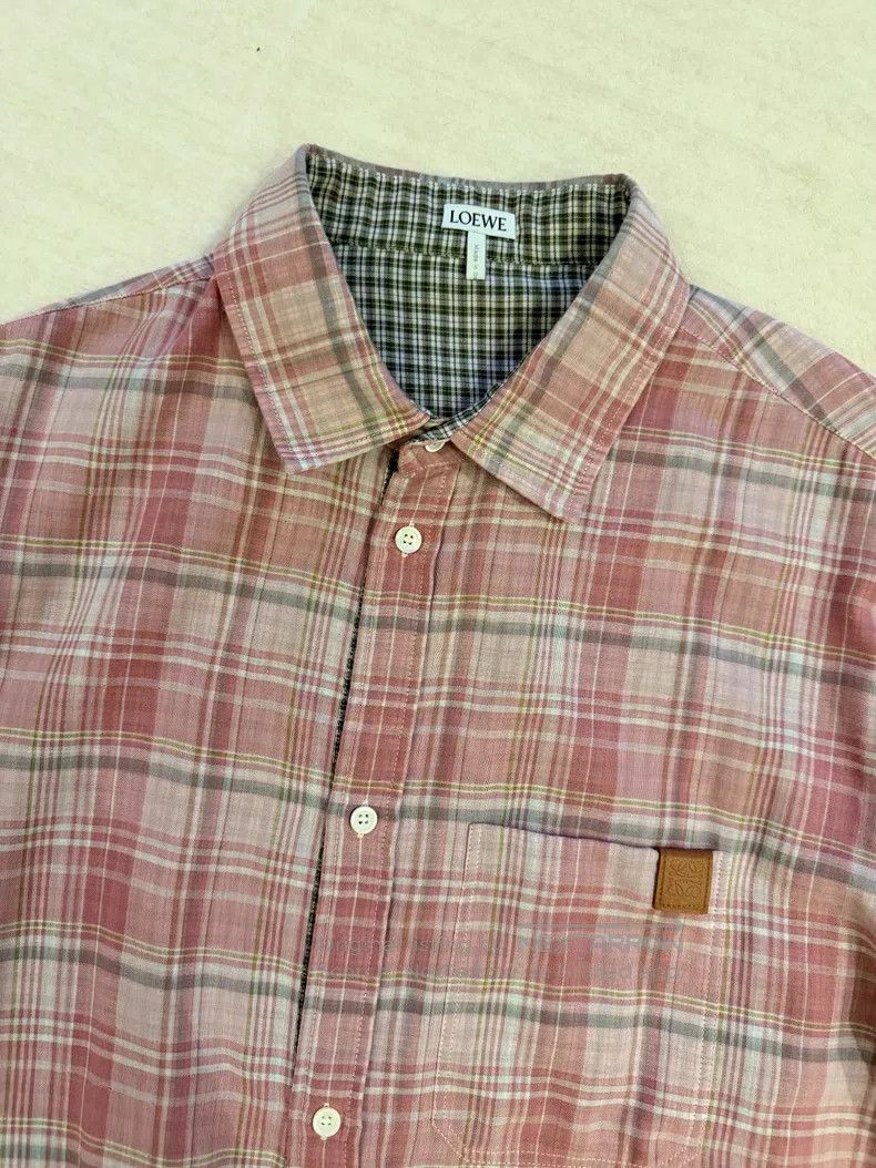 Loewe Loewe size 41 Pink checkered short-sleeve shirt Size US XXS / EU 40 - 3 Thumbnail