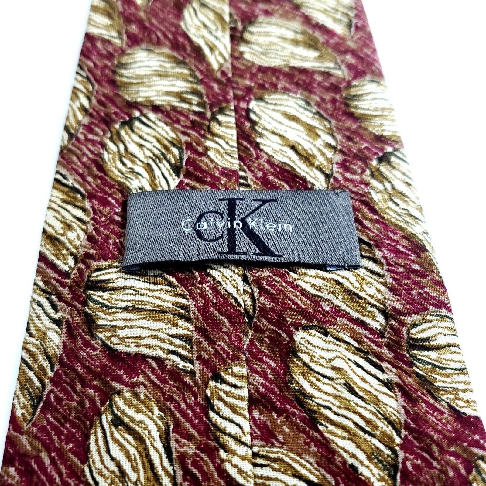Calvin Klein Vintage Calvin Klein Red Tan Floral Print Wide Silk Tie Size ONE SIZE - 3 Thumbnail