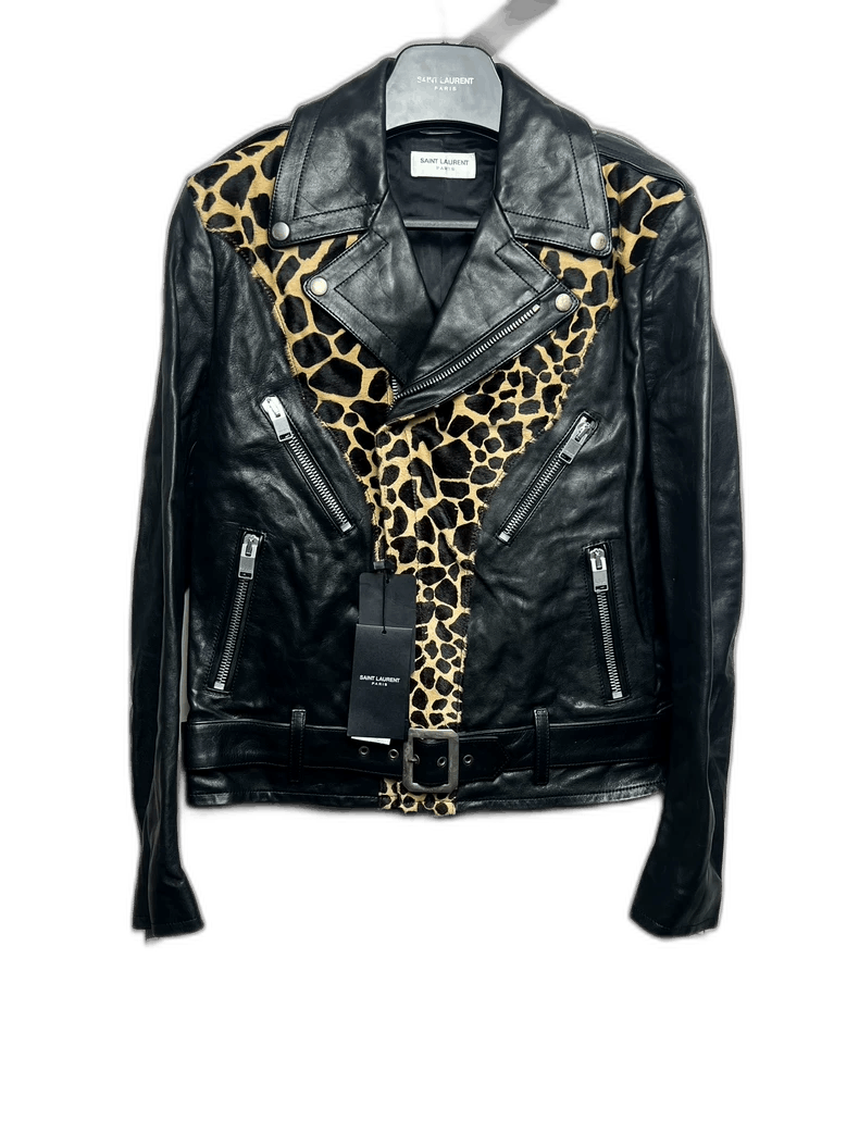 Saint Laurent Leopard Print Leather Jacket-2506 SAINT LAURENT