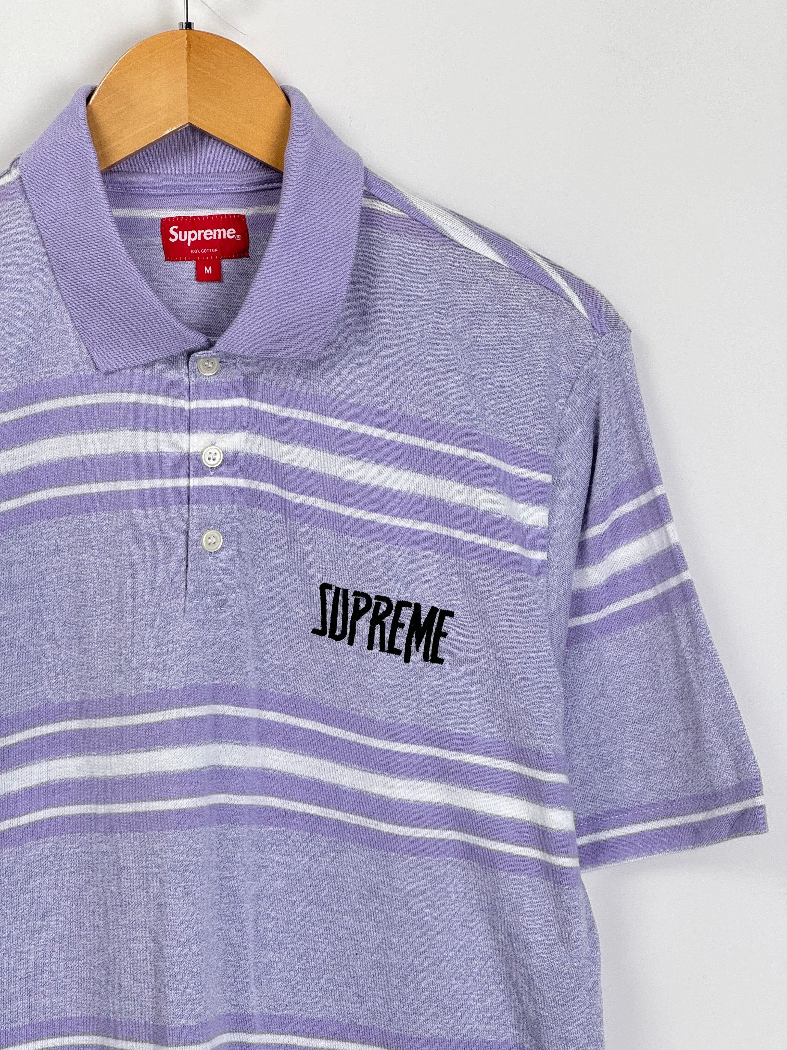 Supreme UNWORN* Supreme Heather Stripe Polo Light Purple Size US M / EU 48-50 / 2 - 2 Thumbnail