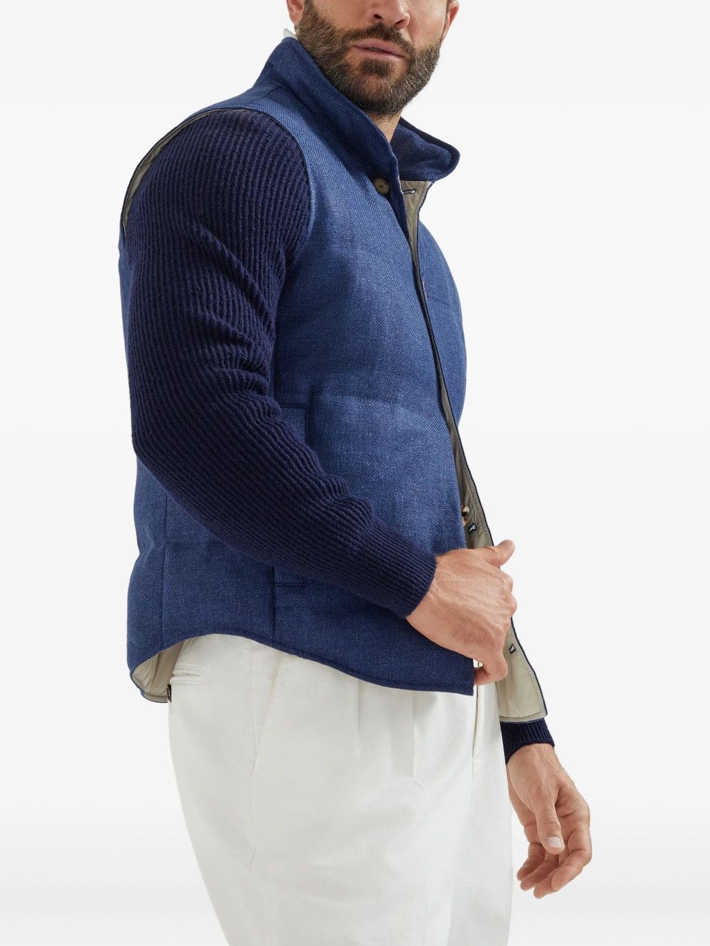 Brunello Cucinelli o1la1rc1a0326 Quilted Denim Vest in Blue Size US S / EU 44-46 / 1 - 3 Thumbnail