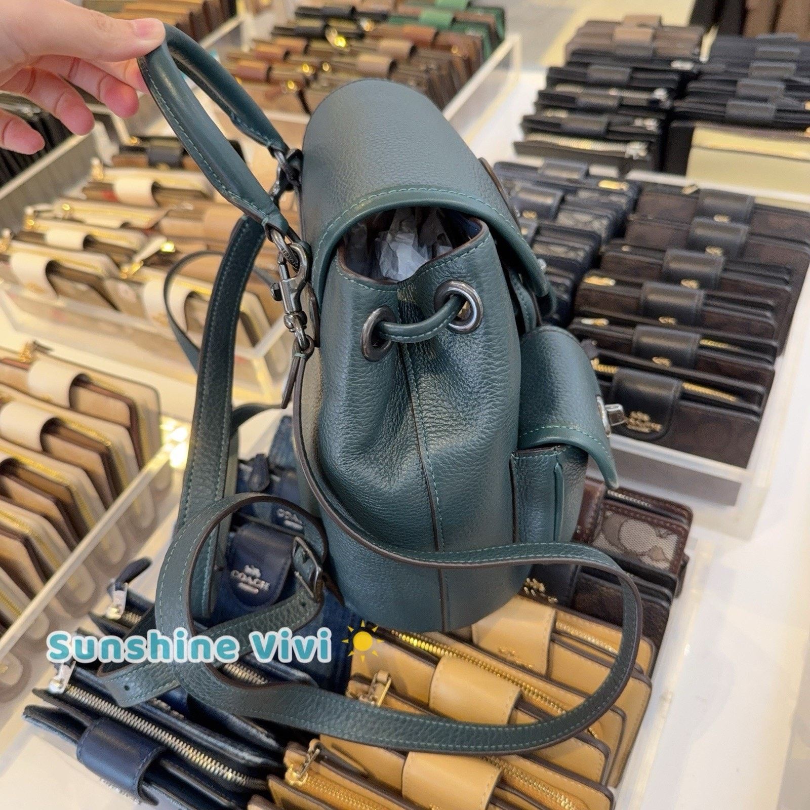 Coach NWT Coach Hadley Backpack CBH09 Leather Dark teal/black Size ONE SIZE - 2 Thumbnail