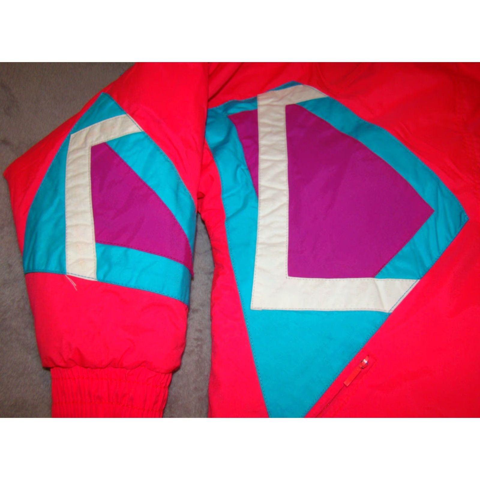 Pinko Vintage Women’s Small Downhill Racer Hot Pink Neon Nylon Down Ski Jacket Coat Size S / US 4 / IT 40 - 3 Thumbnail
