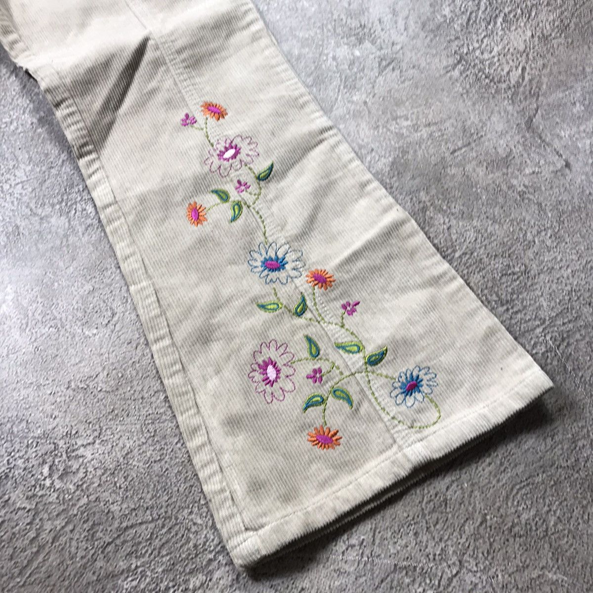 Vintage Vintage 90s Floral Embroidered Baggy Pants Y2K Coquette 25 Size 25" / US 0 / IT 36 - 4 Thumbnail