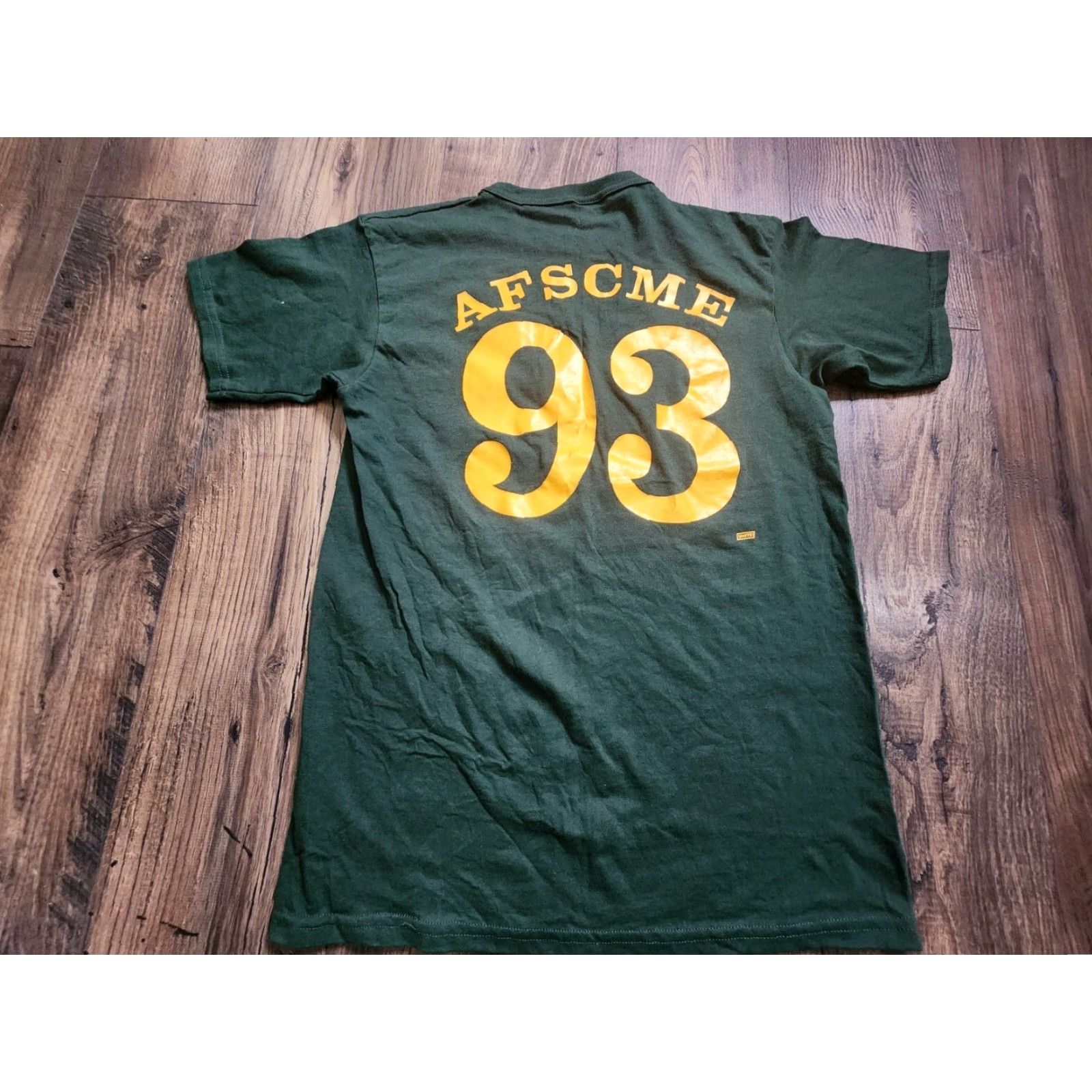 Vintage Vintage Union Line Mens T-Shirt 93 AFSCME Union Made Double-Sided Green Cotton Crew Neck M USA Size US M / EU 48-50 / 2 - 2 Thumbnail