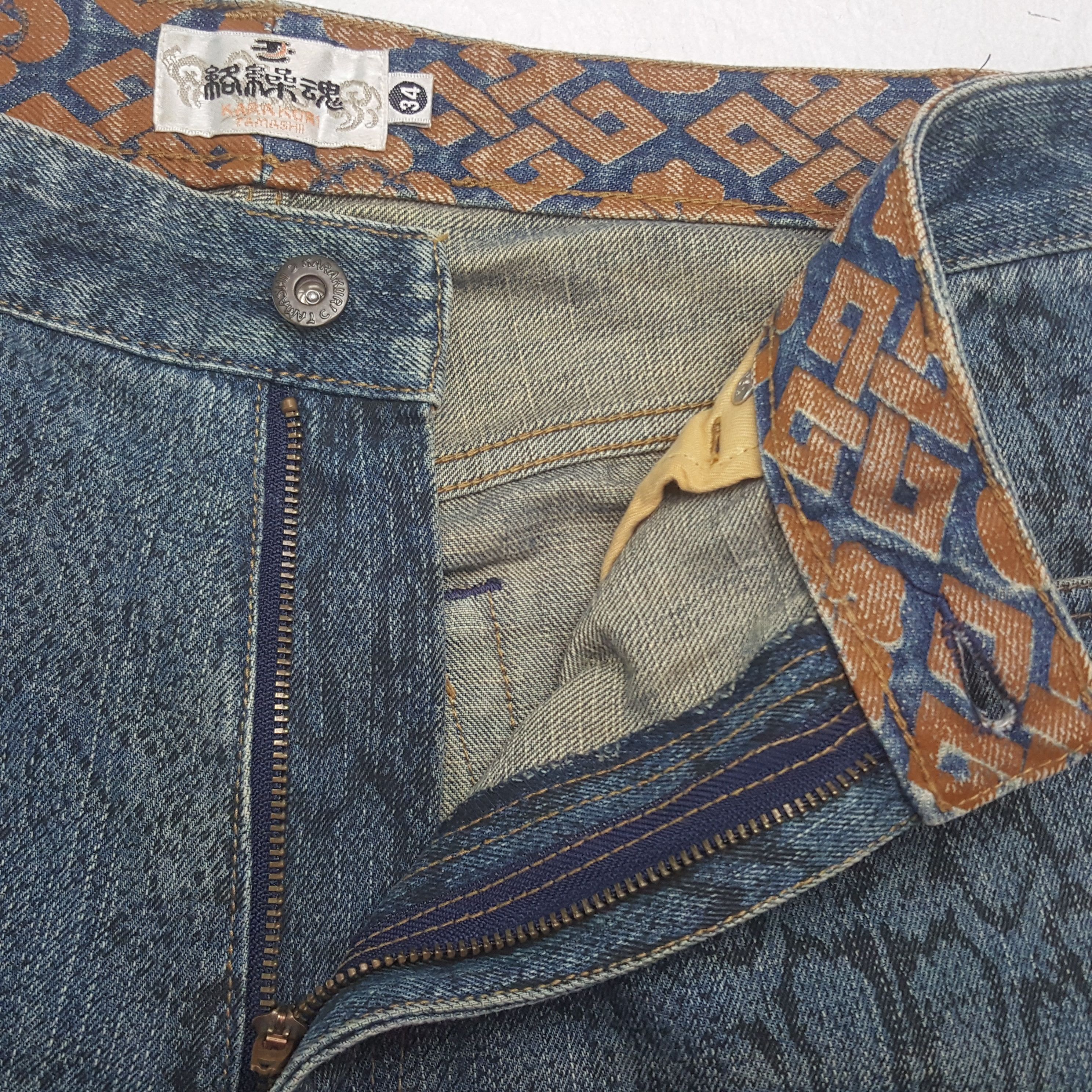 Karakuri Tamashii Vintage Karakuri Tamashi Embroidery Japan Denim Jeans RR22 Size US 32 / EU 48 - 7 Thumbnail