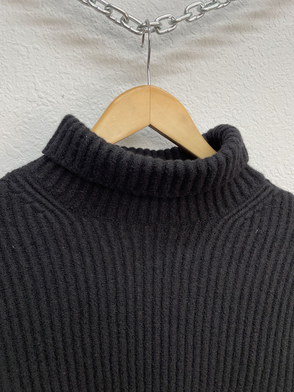 Vintage Stone Island Knitted Wool Sweater All Black Size M
