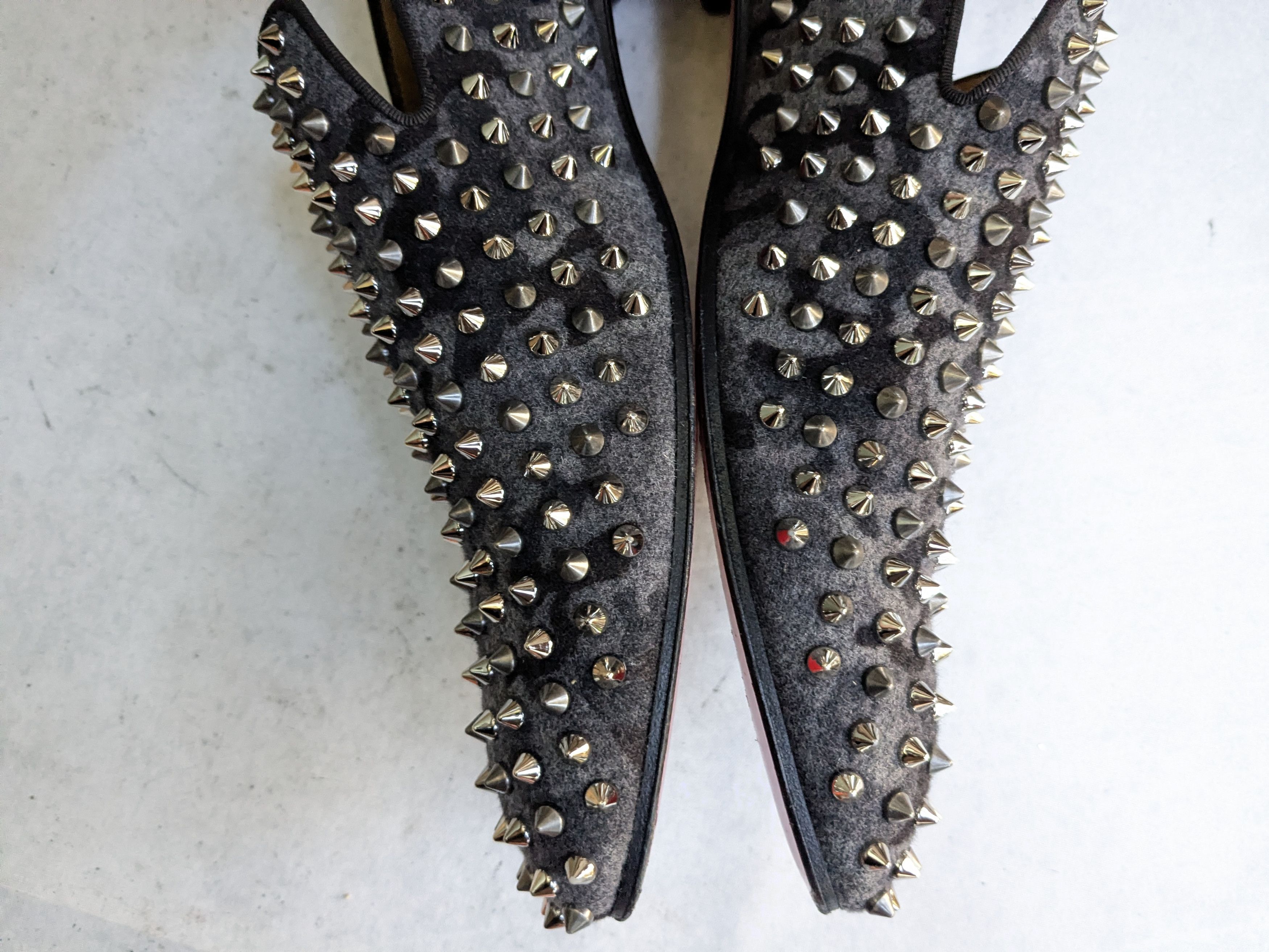 Christian Louboutin Christian Louboutin Spike Loafers Black Gray 13 46 Wool Size US 13 / EU 46 - 9 Thumbnail