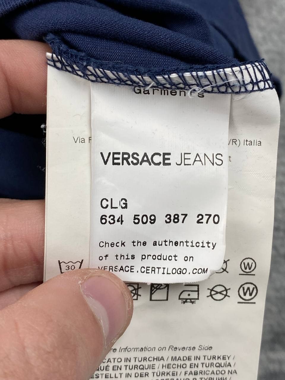 Versace Versace Jeans Big Logo Long Sleeve Men Size S Blue Size US S / EU 44-46 / 1 - 7 Thumbnail