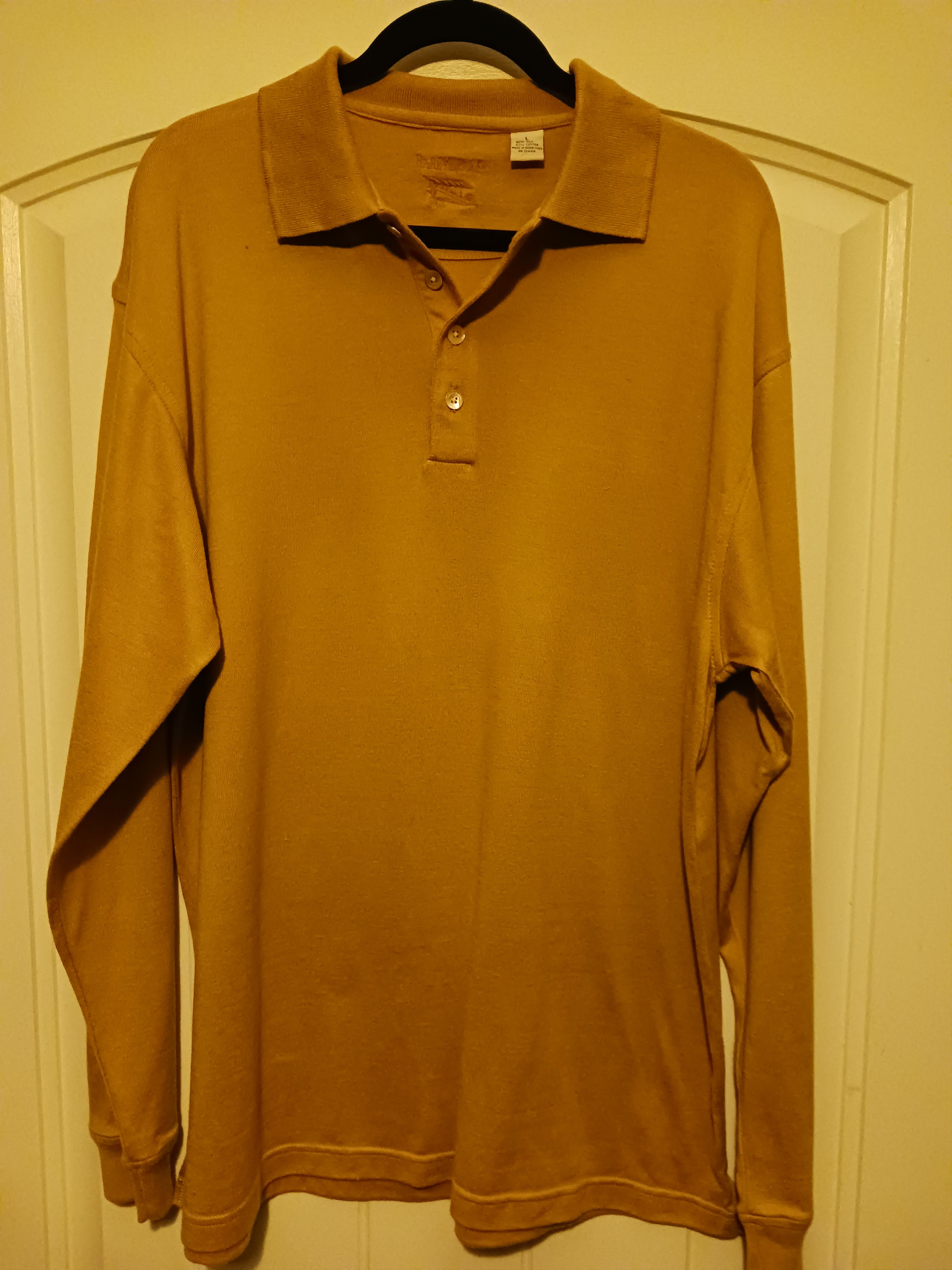 Barry Bricken Silk/Cotton Long Sleeve Knit Polo Shirt Size US L / EU 52-54 / 3 - 1 Thumbnail