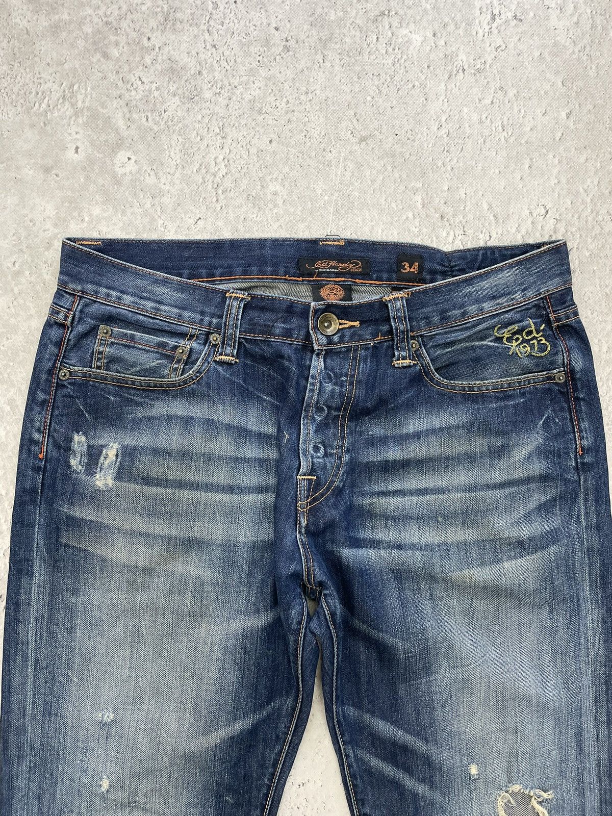 Christian Audigier Edhardy fasgion jeans y2k hype denim distressed Size US 34 / EU 50 - 4 Thumbnail