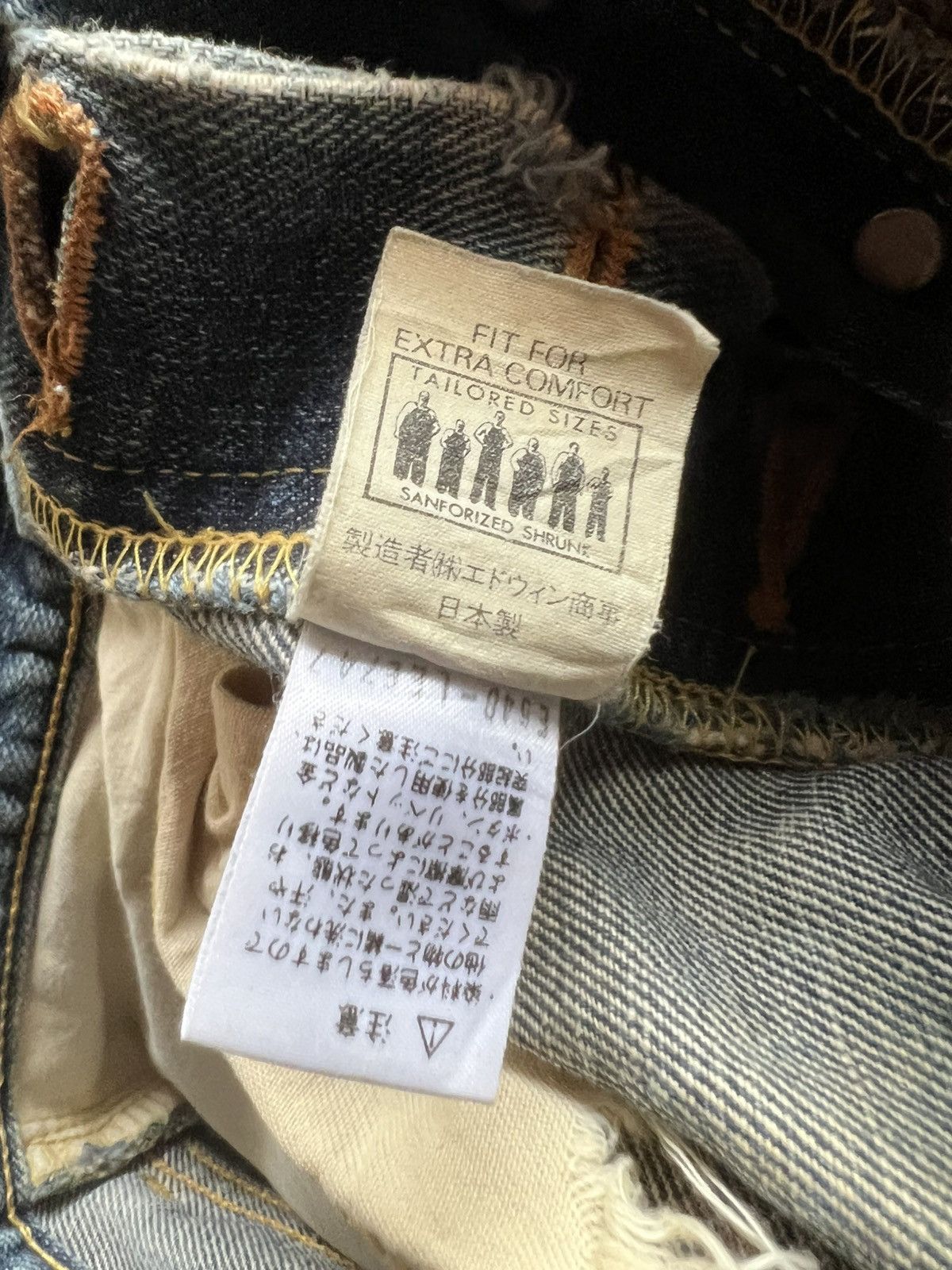 Lee Trashed Vintage Lee Ripped Dirty Mud Denim Selvedge Jeans Size US 30 / EU 46 - 24 Thumbnail